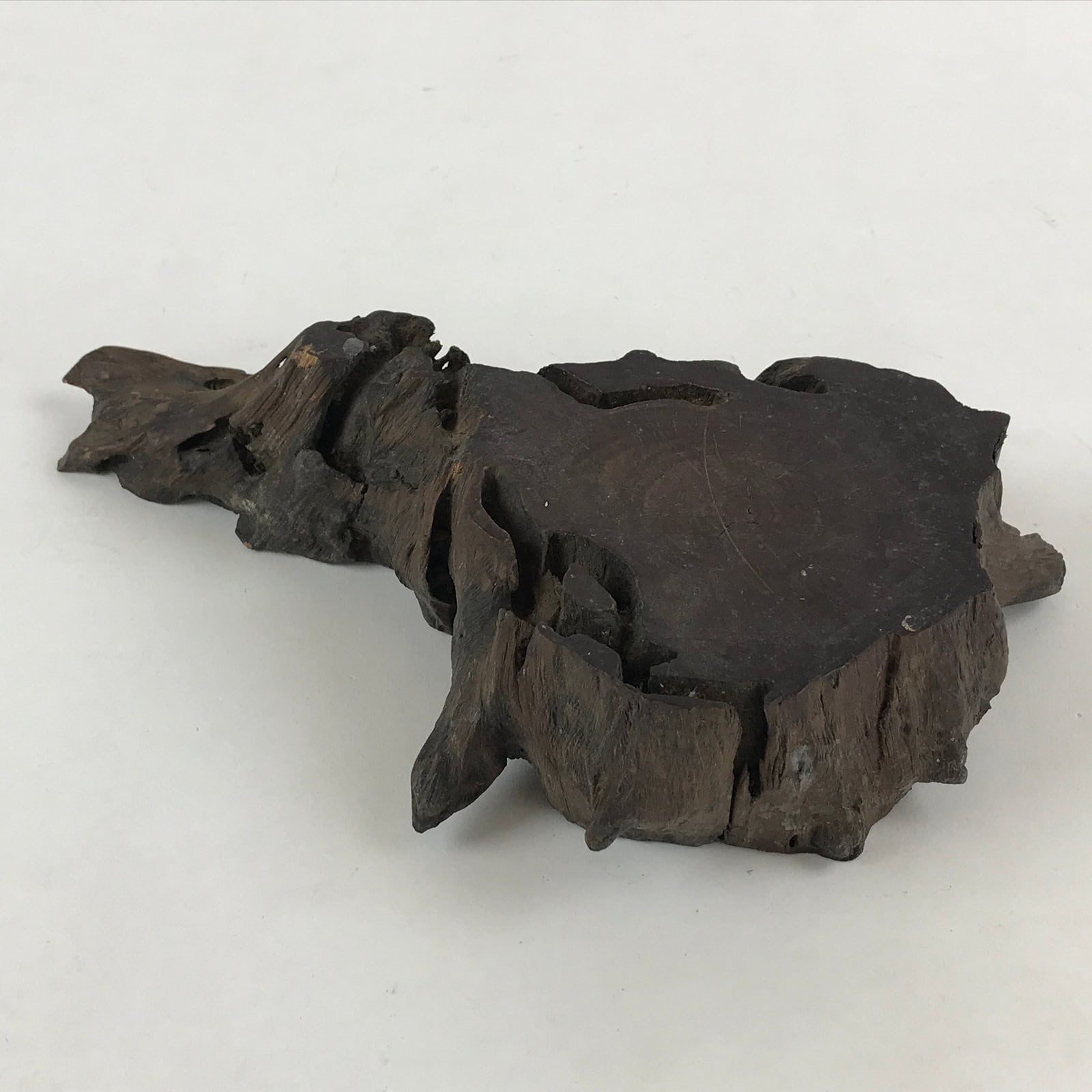 Japanese Wooden Flower Vase Stand Vtg Unique Kadai Ikebana Bonsai Brown WT452