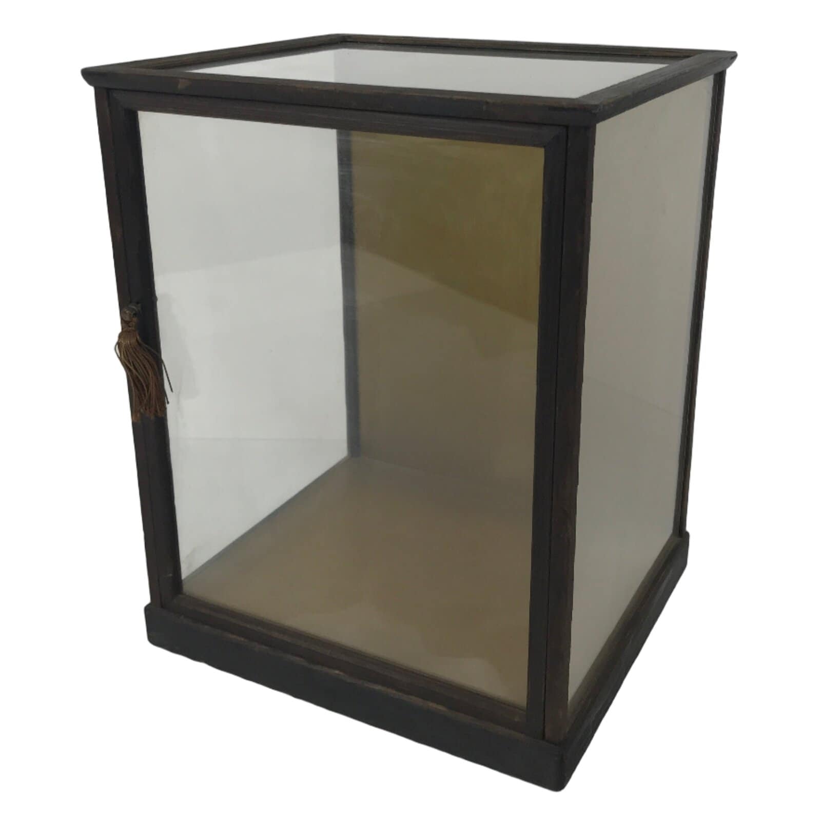 Japanese Wooden Frame Glass Display Case Vtg Hina Doll Figurine Statue ID658