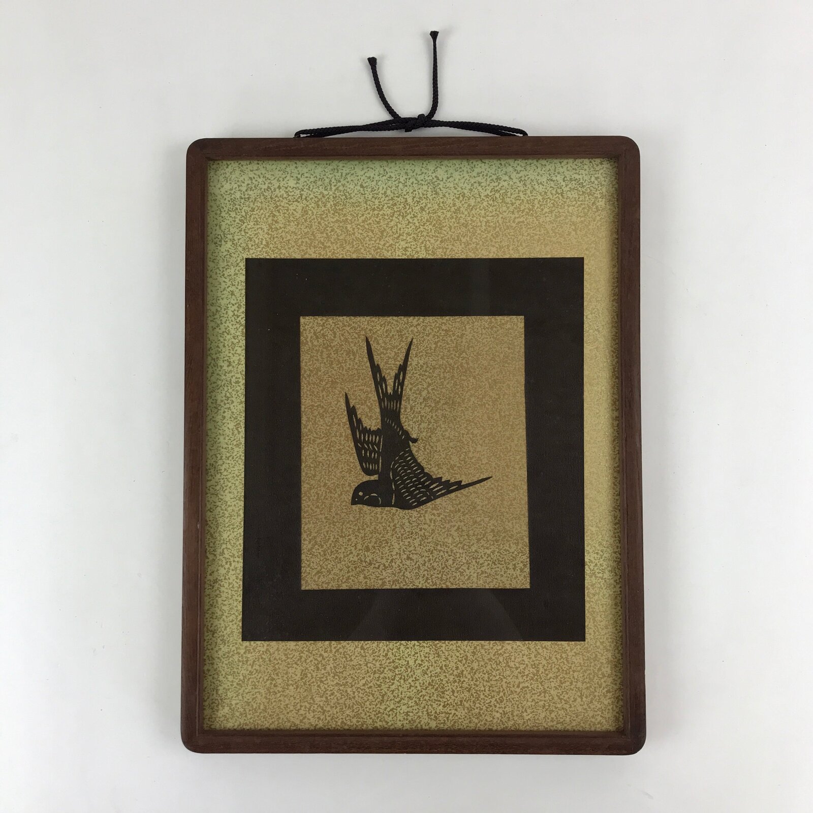 Japanese Wooden Framed Katagami Vtg Kimono Stencil Tsubame Swallow Bird FR8