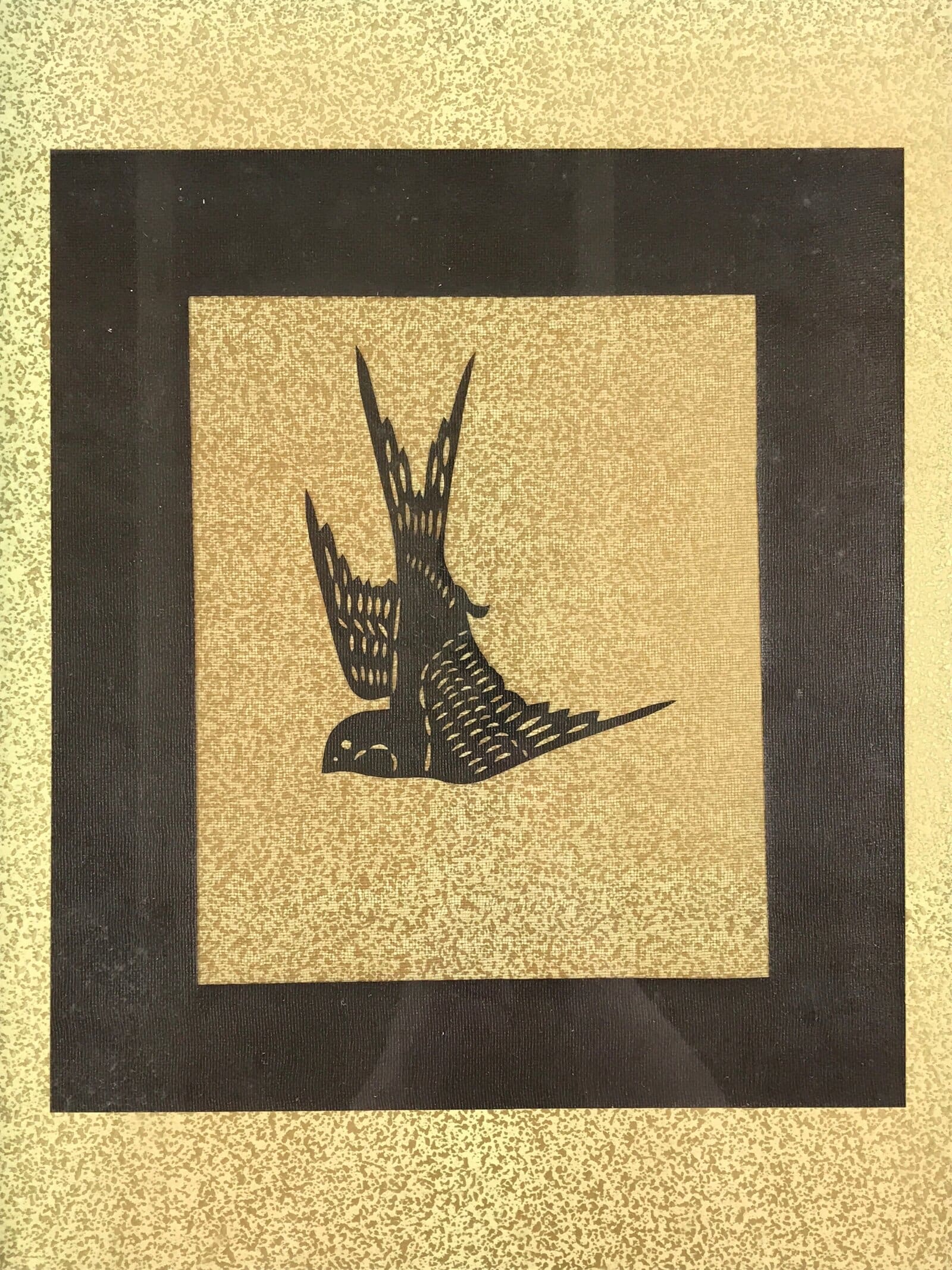 Japanese Wooden Framed Katagami Vtg Kimono Stencil Tsubame Swallow Bird FR8