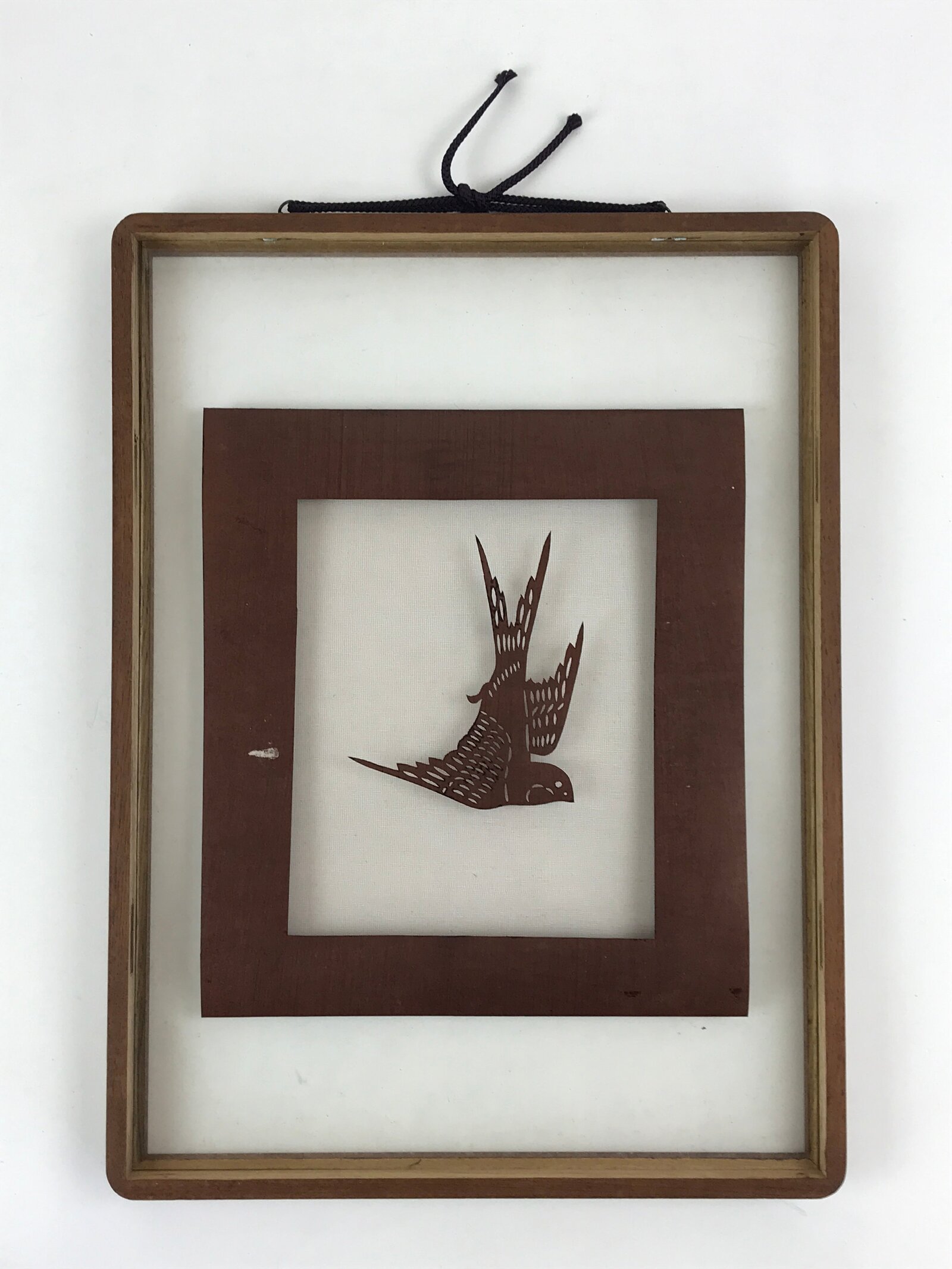 Japanese Wooden Framed Katagami Vtg Kimono Stencil Tsubame Swallow Bird FR8