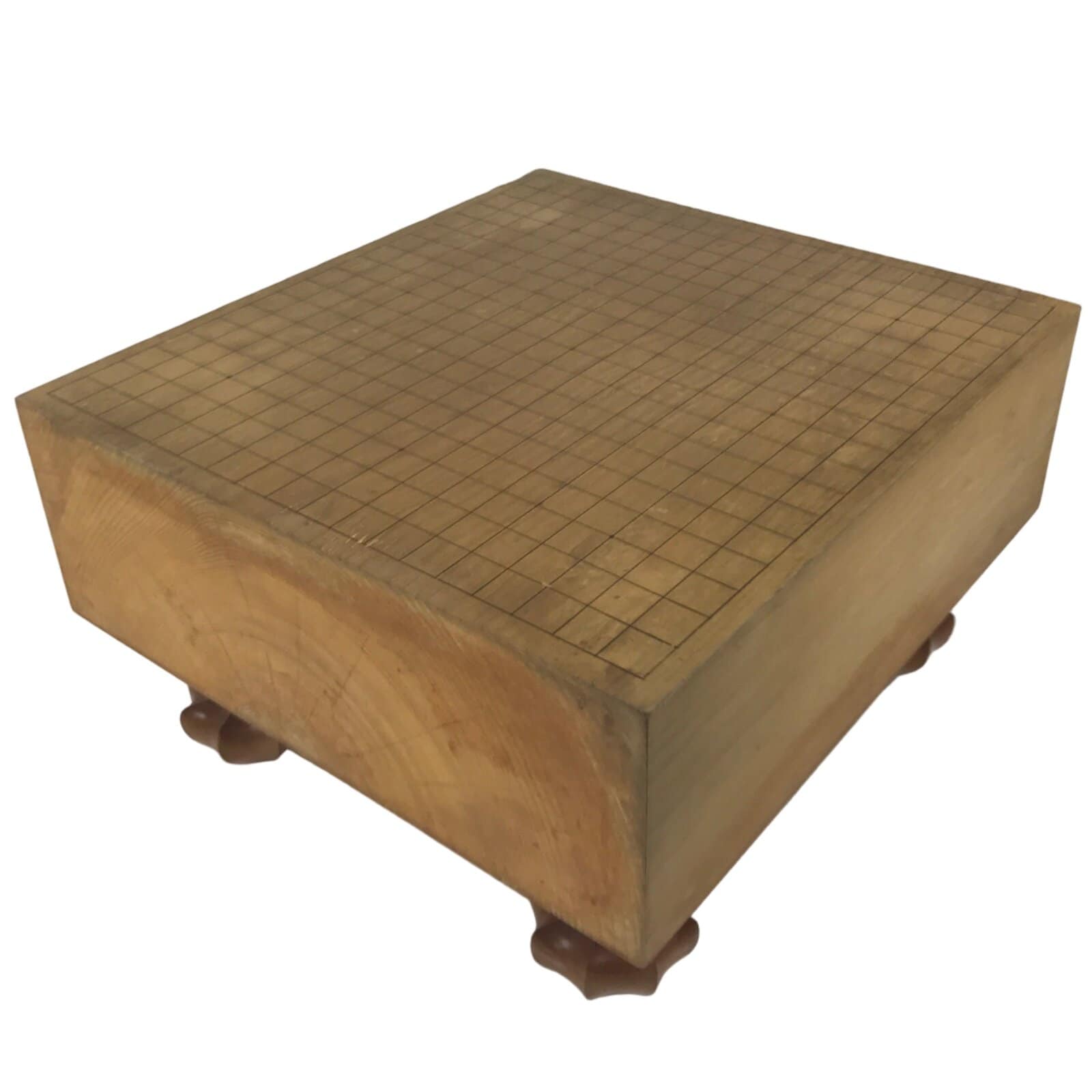 Japanese Wooden Go Board Vtg Igo Game Table Goban Leg Heso 19X19 Grid GB106