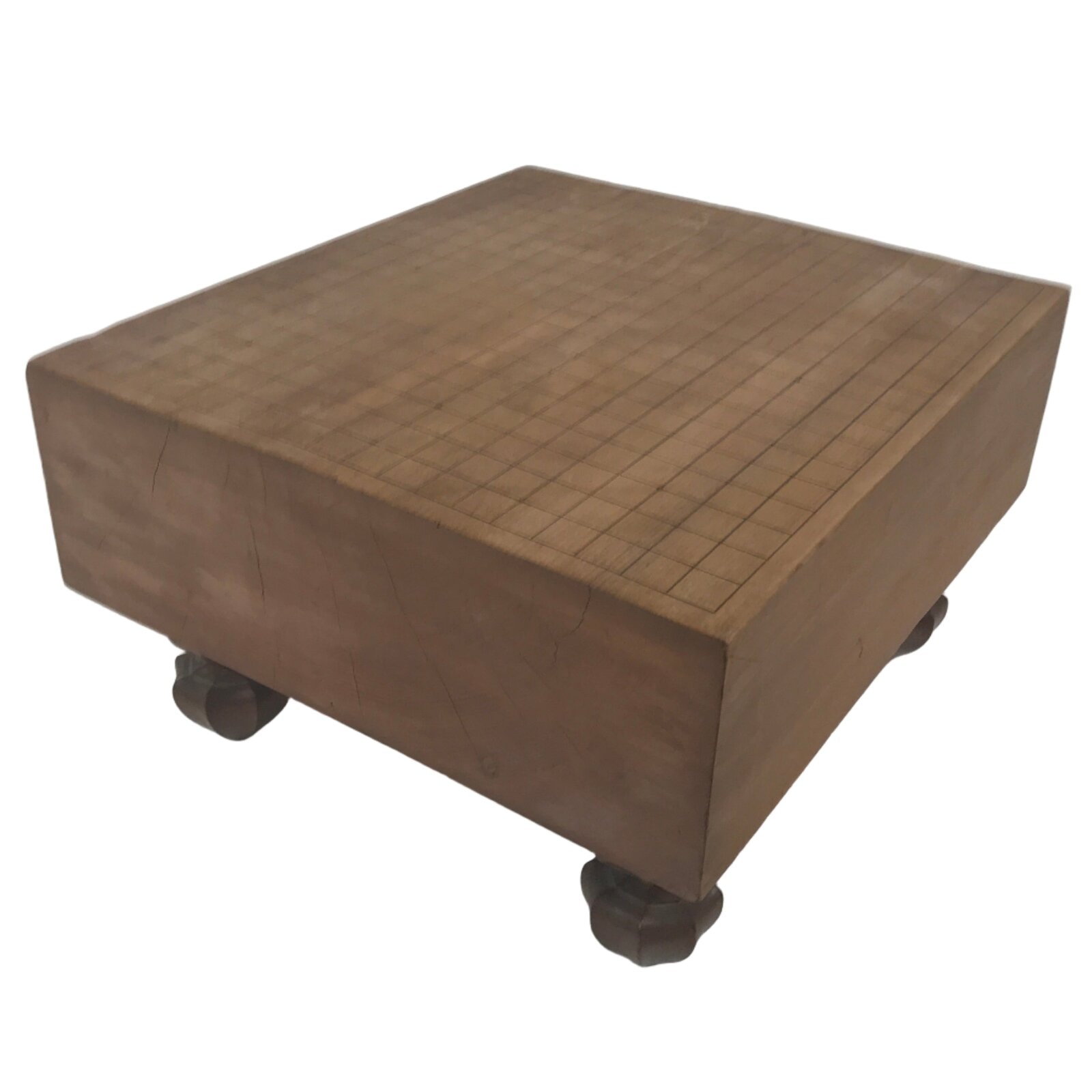 Japanese Wooden Go Board Vtg Igo Game Table Goban Leg Heso 19X19 Grid GB107