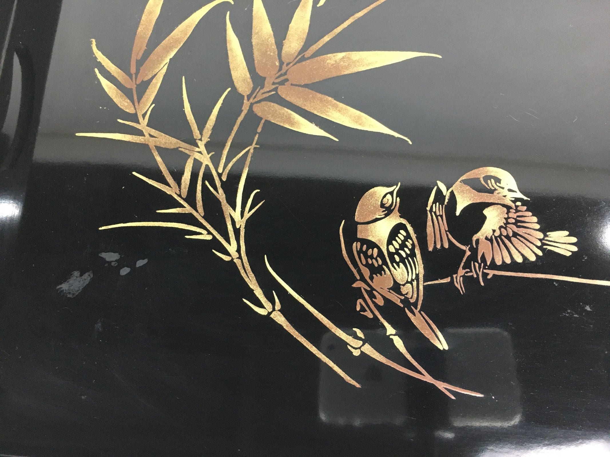 Japanese Wooden Handmade Lacquered Tray Obon Vtg Nurimono Black UR531