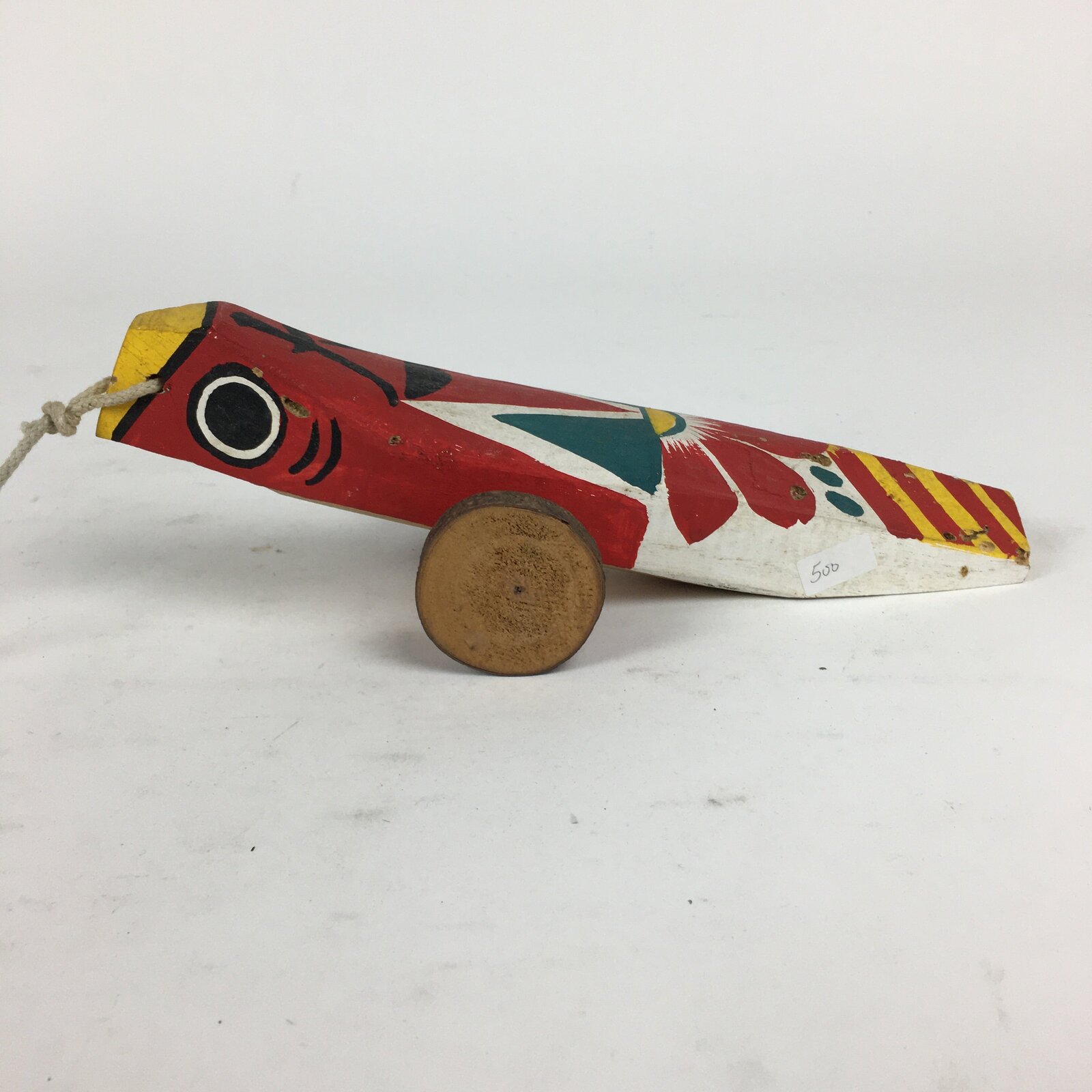 Japanese Wooden Handmade Traditional Toy Vtg Red Pheasant Bird Car JK265