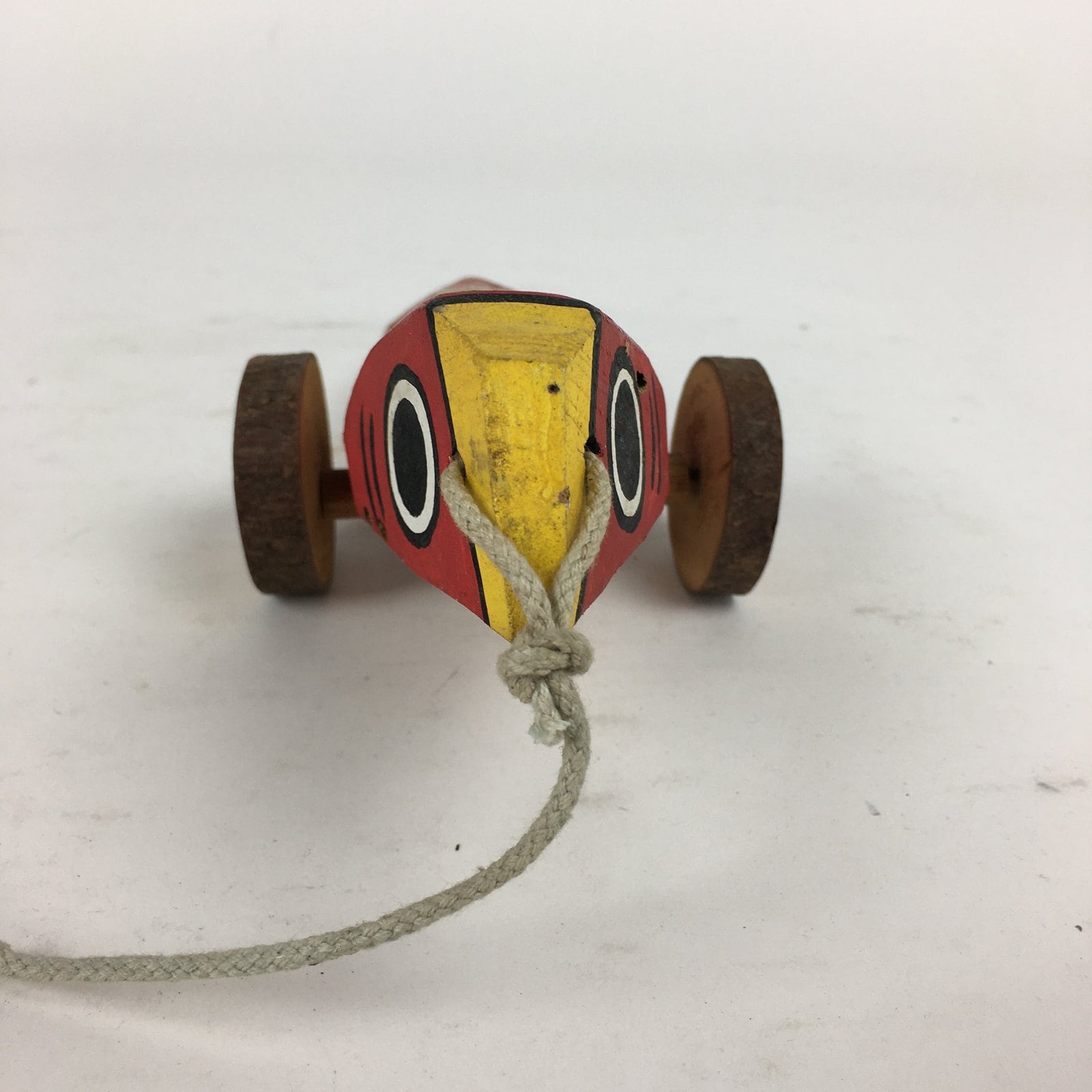 Japanese Wooden Handmade Traditional Toy Vtg Red Pheasant Bird Car JK265