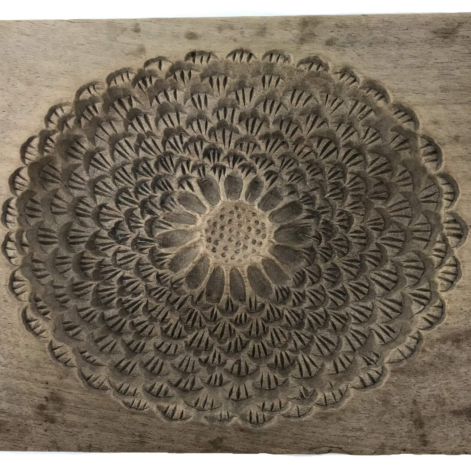 Japanese Wooden Kashigata Cake Mold Vtg Sweet Wagashi Chrysanthemum Kiku Kg746