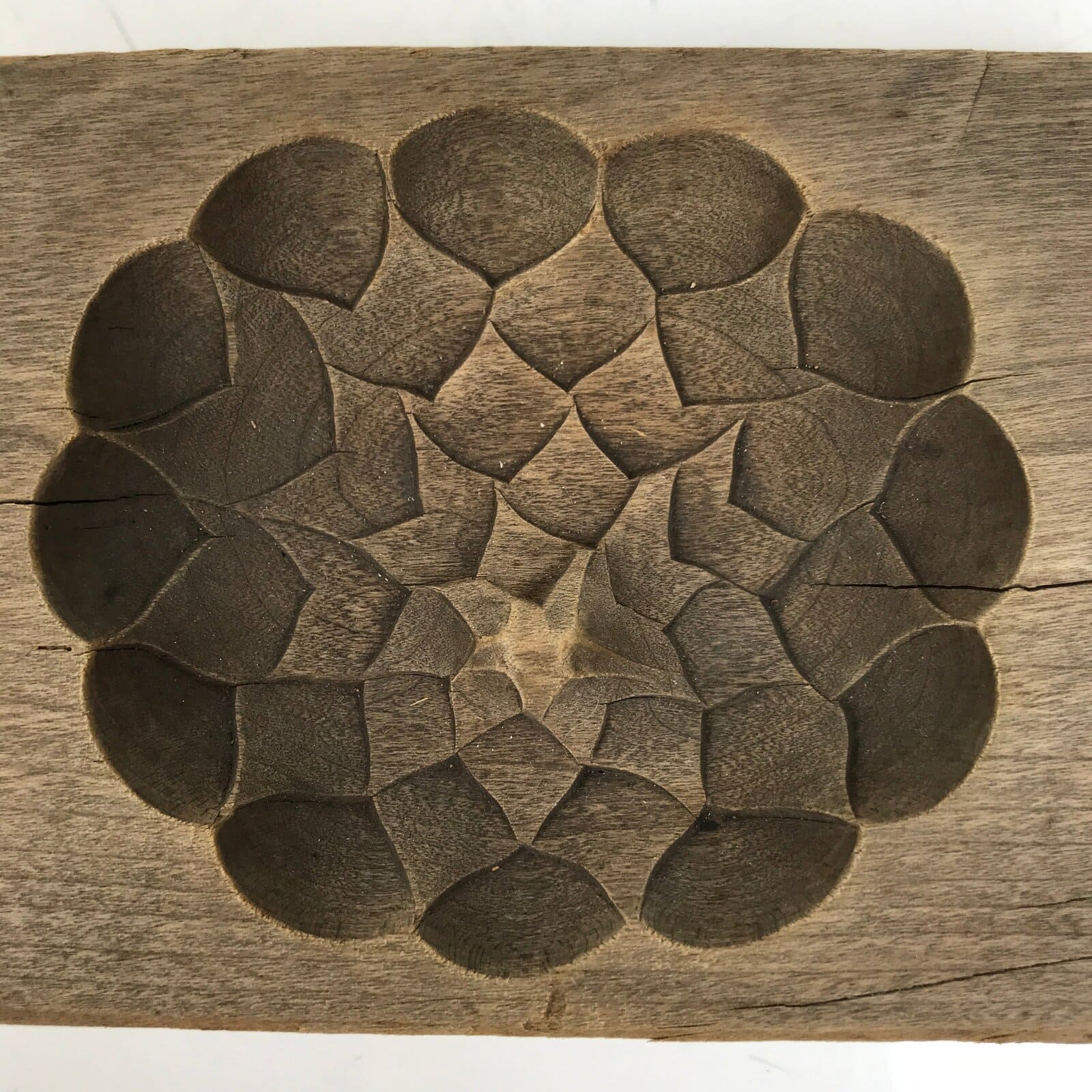 Japanese Wooden Kashigata Cake Mold Vtg Sweet Wagashi Dahlia Tenjikubotan Kg723