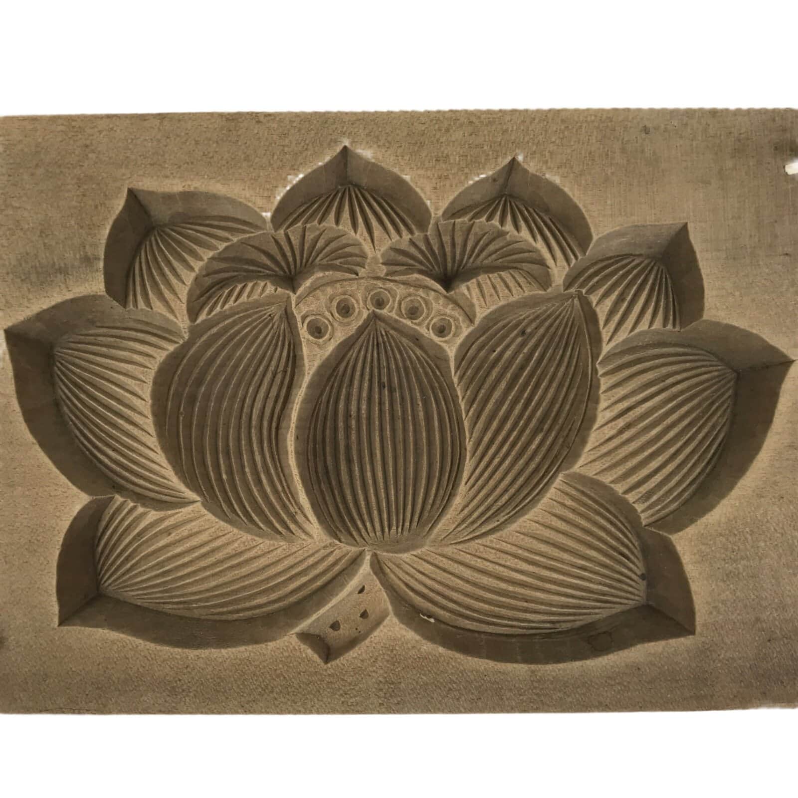Japanese Wooden Kashigata Cake Mold Vtg Sweet Wagashi Lotus Flower Hasu Kg678