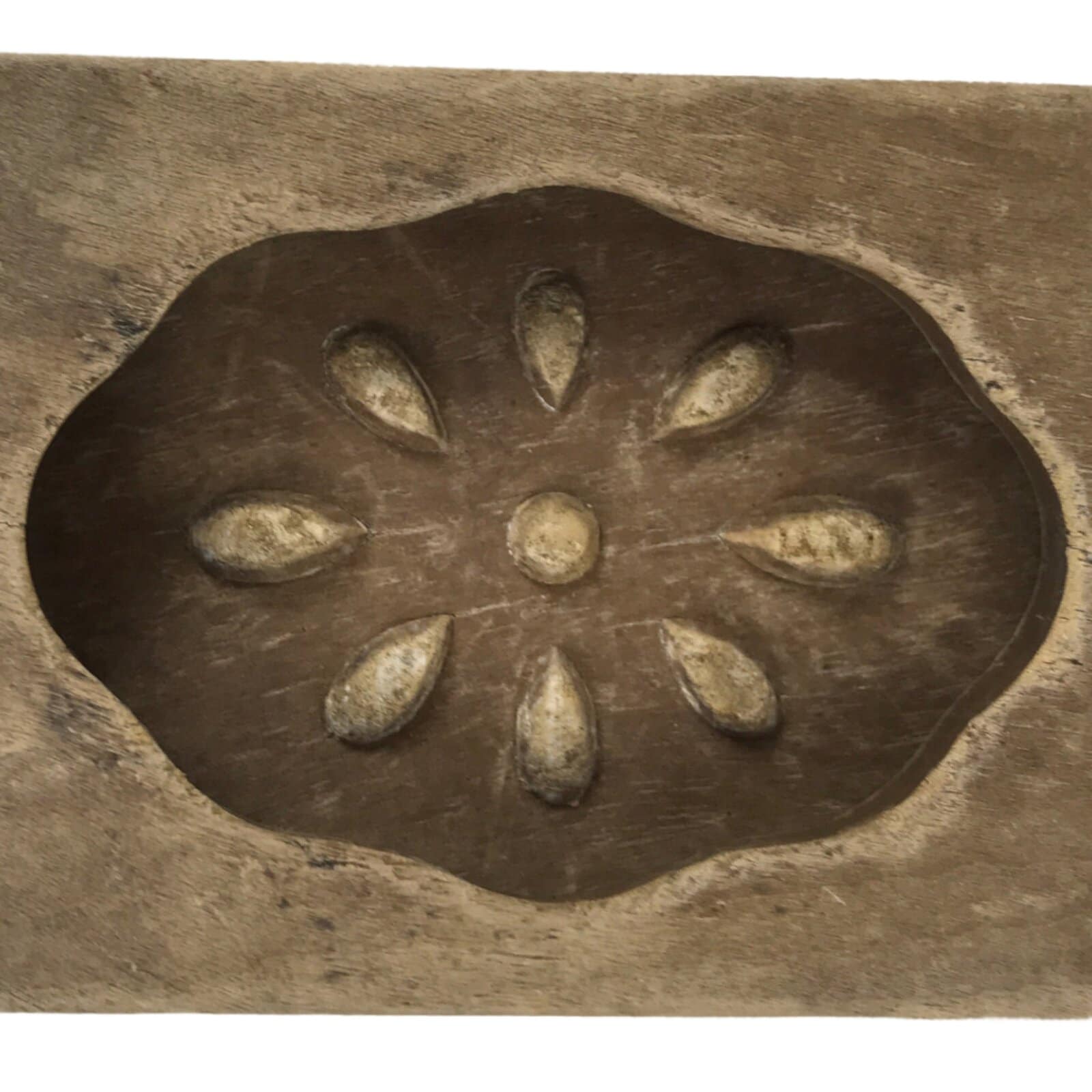 Japanese Wooden Kashigata Cake Mold Vtg Sweet Wagashi Lotus Root Renkon Kg665