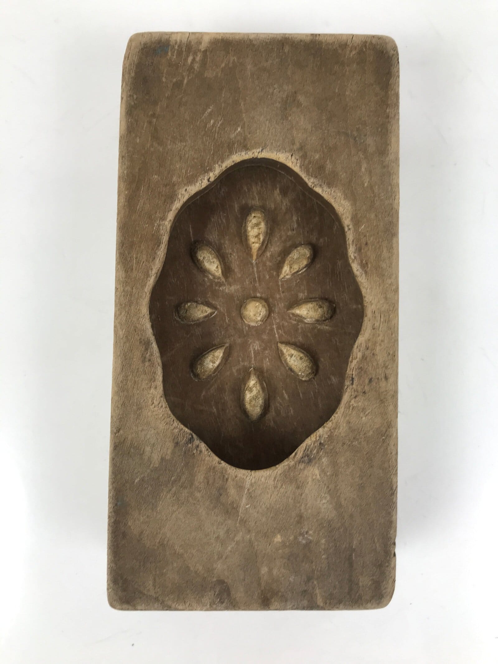 Japanese Wooden Kashigata Cake Mold Vtg Sweet Wagashi Lotus Root Renkon Kg665