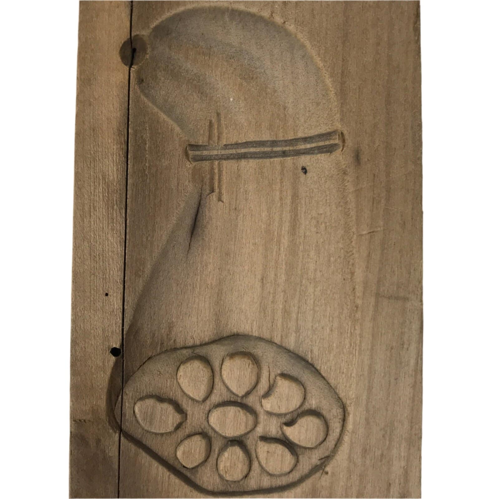 Japanese Wooden Kashigata Cake Mold Vtg Sweet Wagashi Lotus Root Renkon Kg719