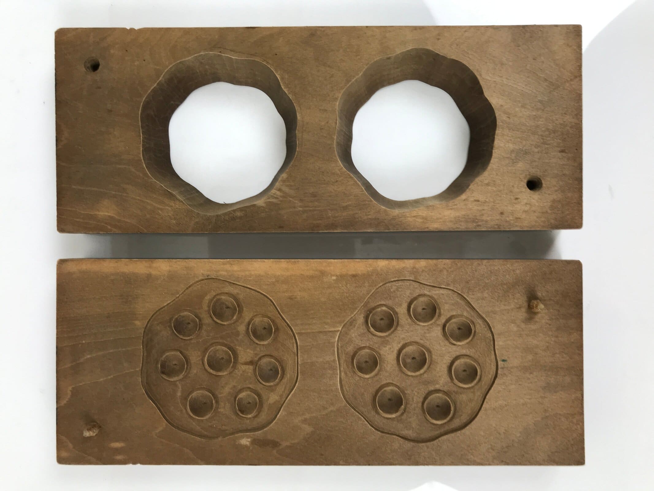 Japanese Wooden Kashigata Cake Mold Vtg Sweet Wagashi Lotus Root Renkon Kg740