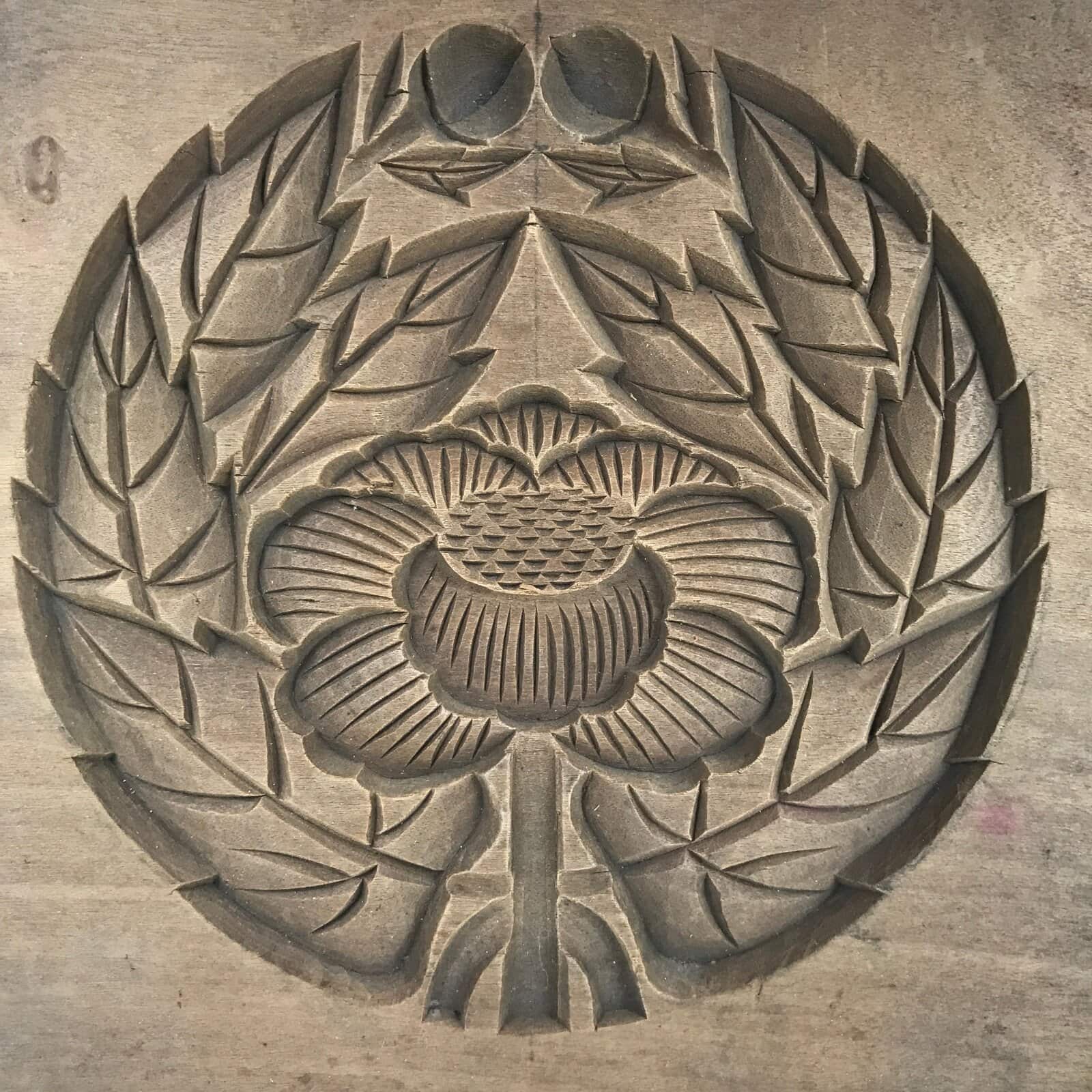 Japanese Wooden Kashigata Cake Mold Vtg Sweet Wagashi Reversible Mon Crest Kg671