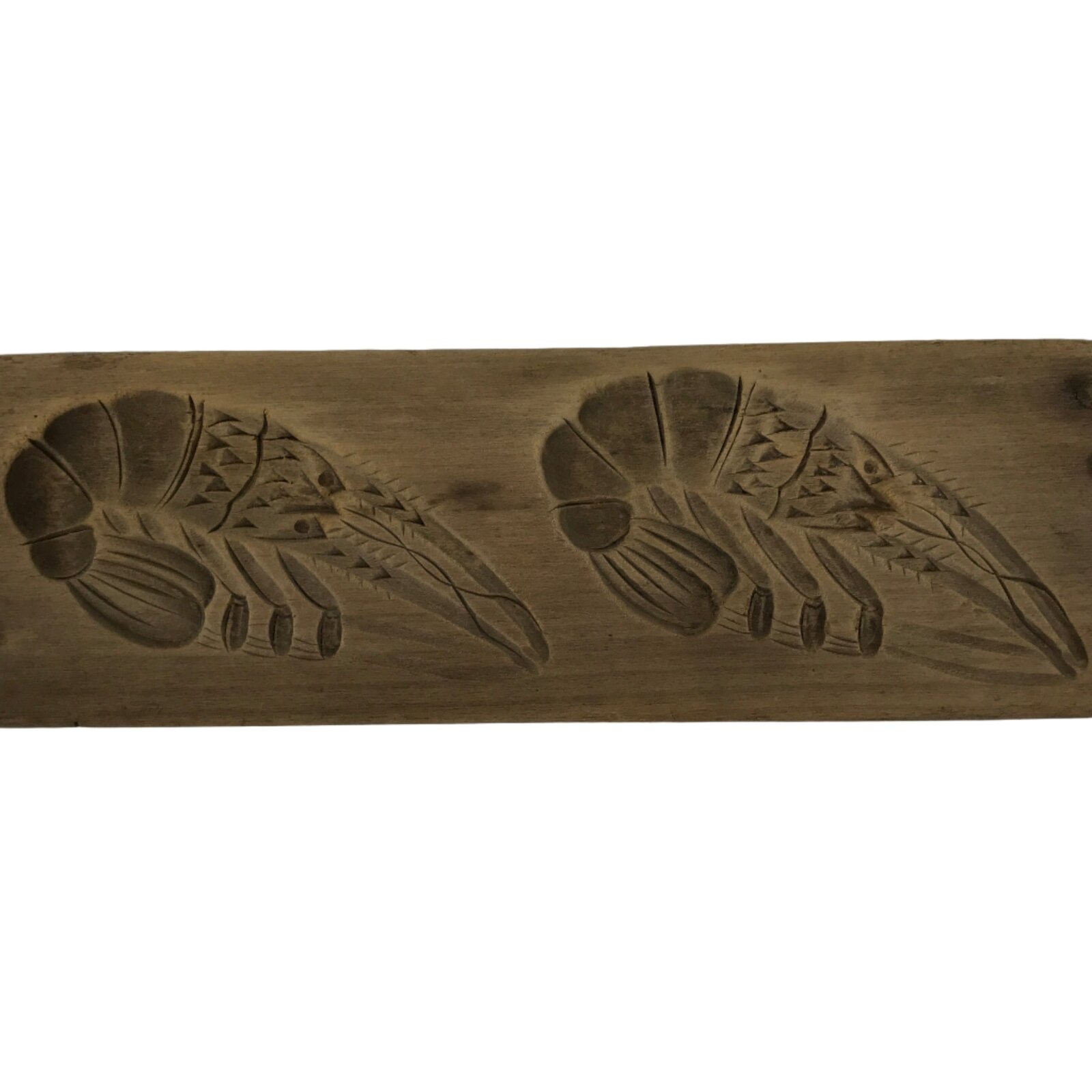 Japanese Wooden Kashigata Cake Mold Vtg Sweet Wagashi Shrimp Prawn Ebi Kg753