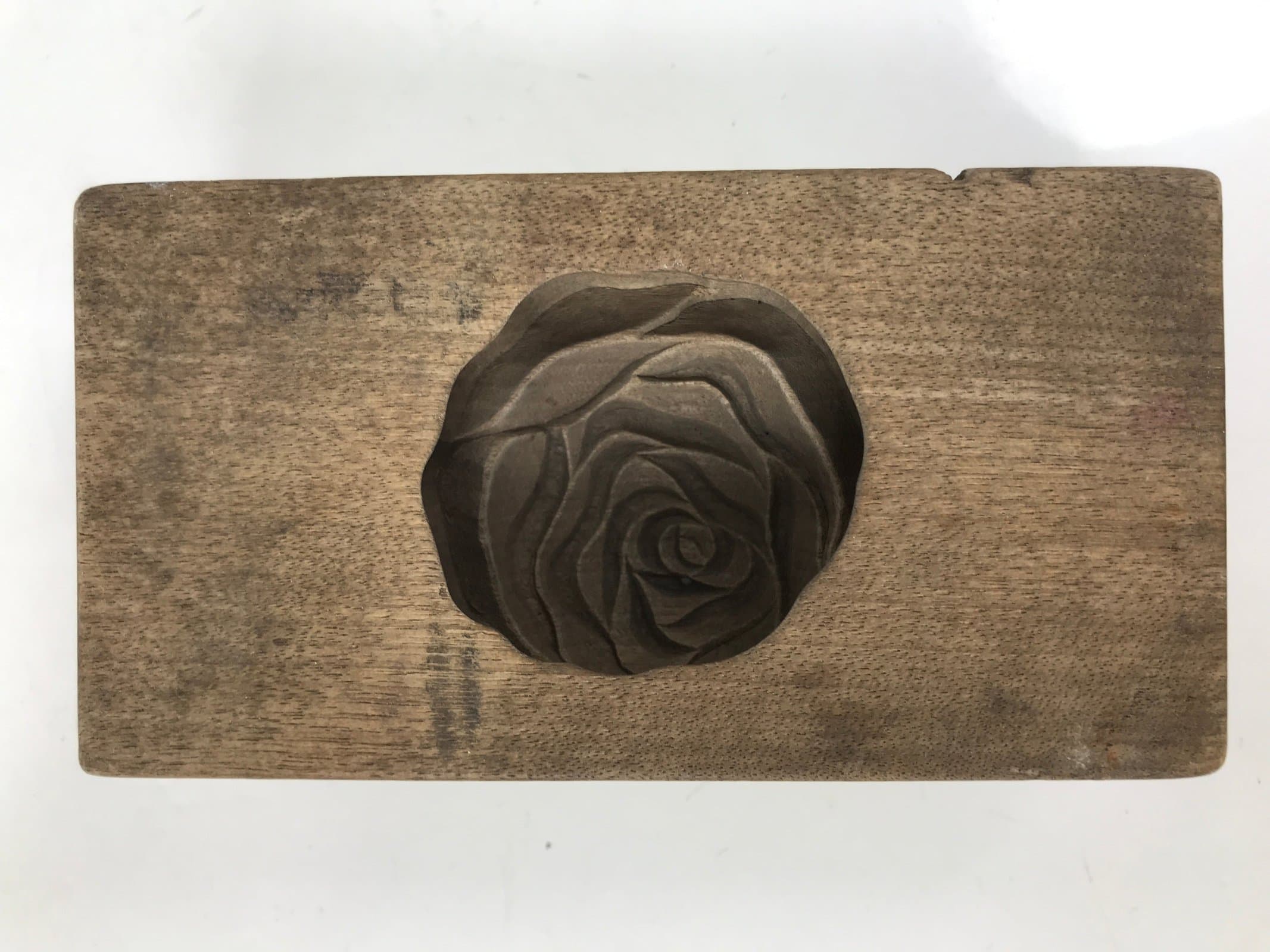 Japanese Wooden Kashigata Cake Mold Vtg Sweet Wagashi Small Rose Bara Kg724