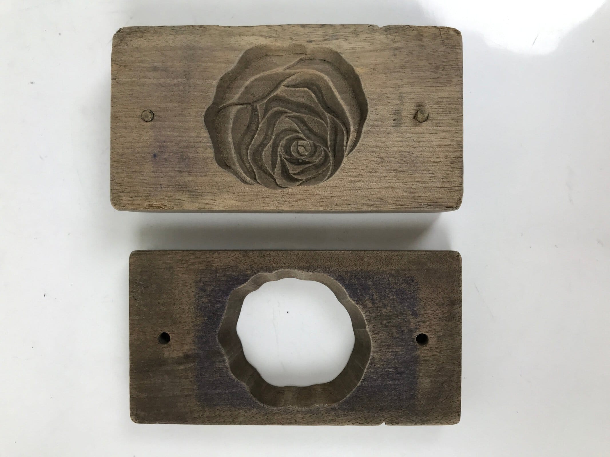 Japanese Wooden Kashigata Cake Mold Vtg Sweet Wagashi Small Rose Bara Kg724
