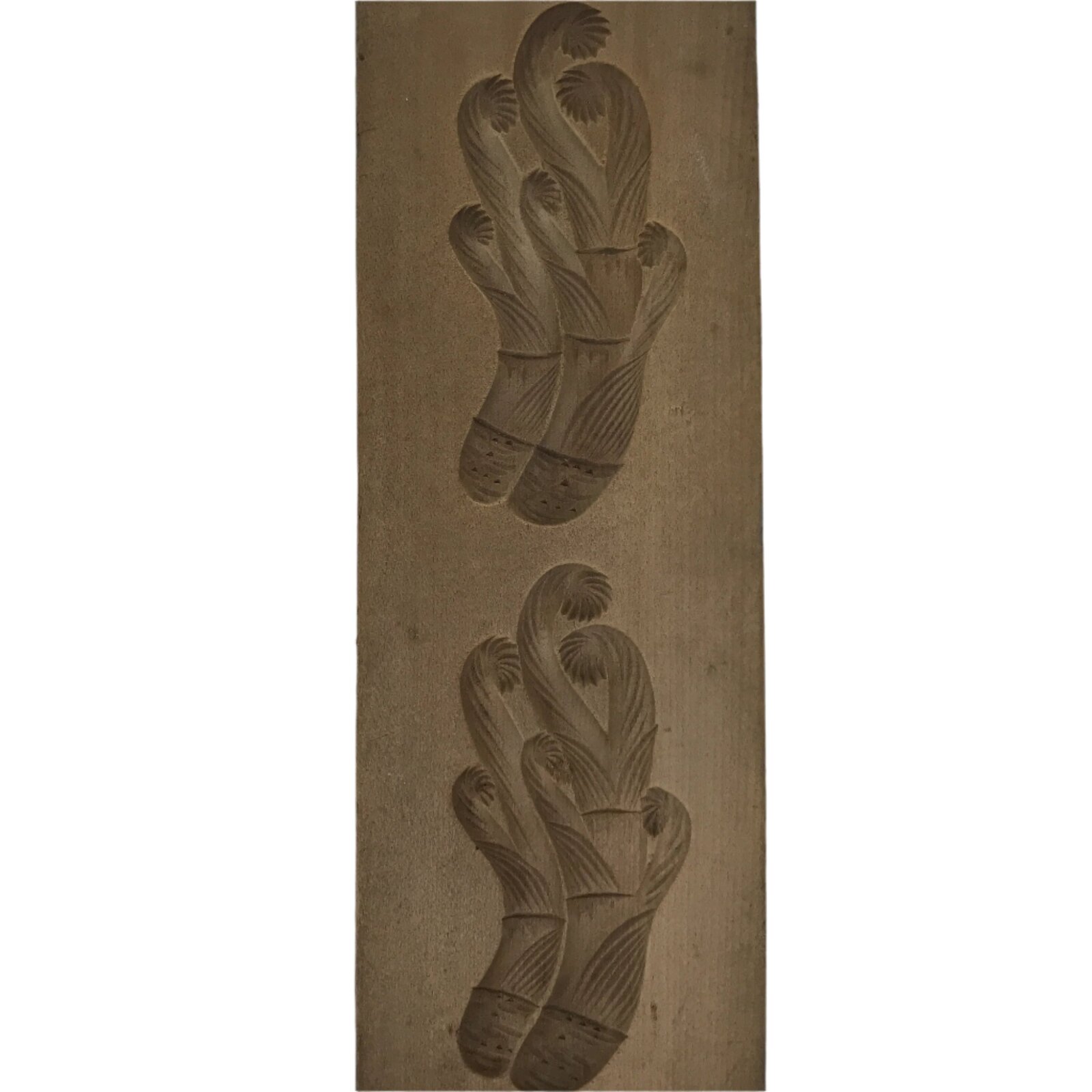 Japanese Wooden Kashigata Cake Mold Vtg Sweet Wagashi Warabi Plant Fern Kg667