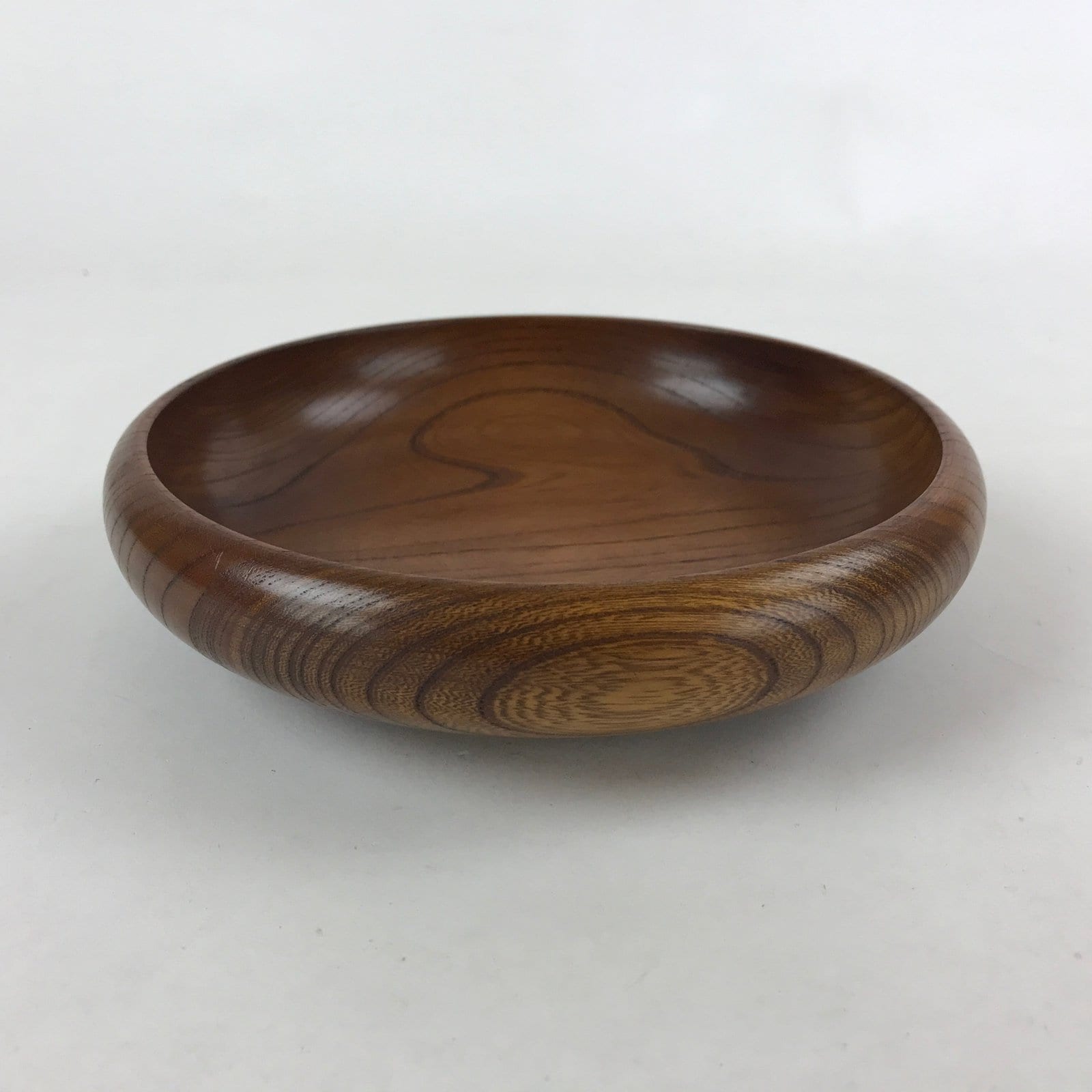 Japanese Wooden Kashiki Snack Bowl Vtg Kashibachi Classic Round Brown L52