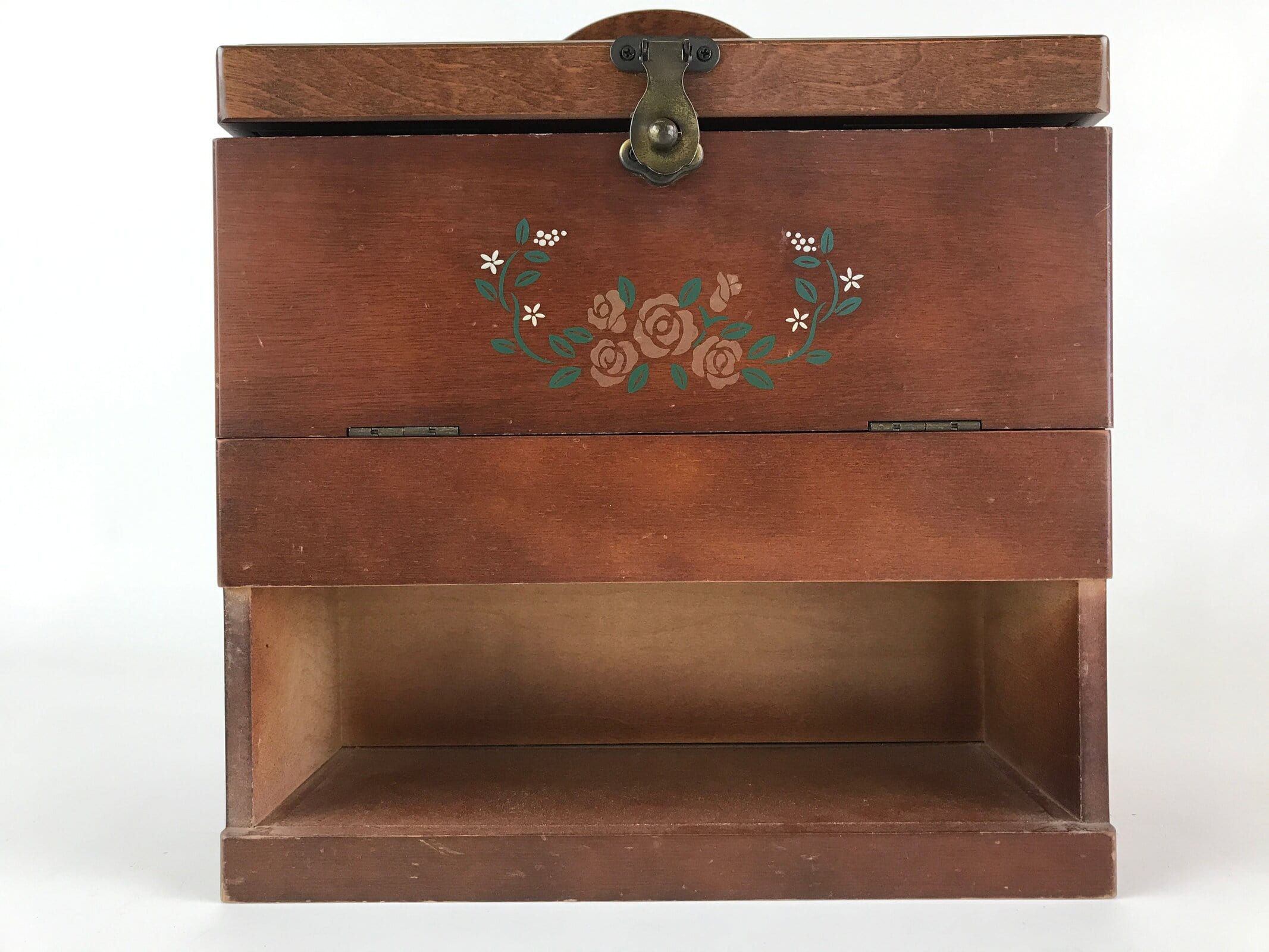 Japanese Wooden Keshobako Cosmetic Box Vtg Vanity Mirror One Drawer T322