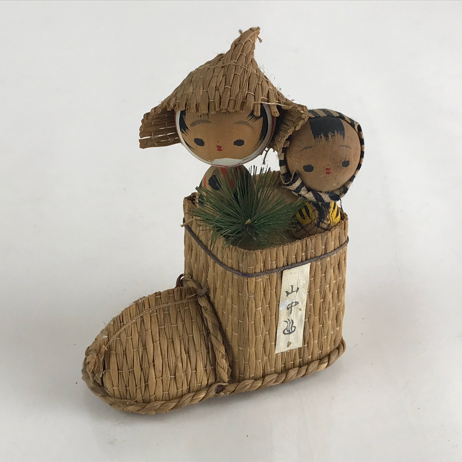 Japanese Wooden Kokeshi Doll Vtg Boot Figurine Traditional Craft Folk Art Toy KF