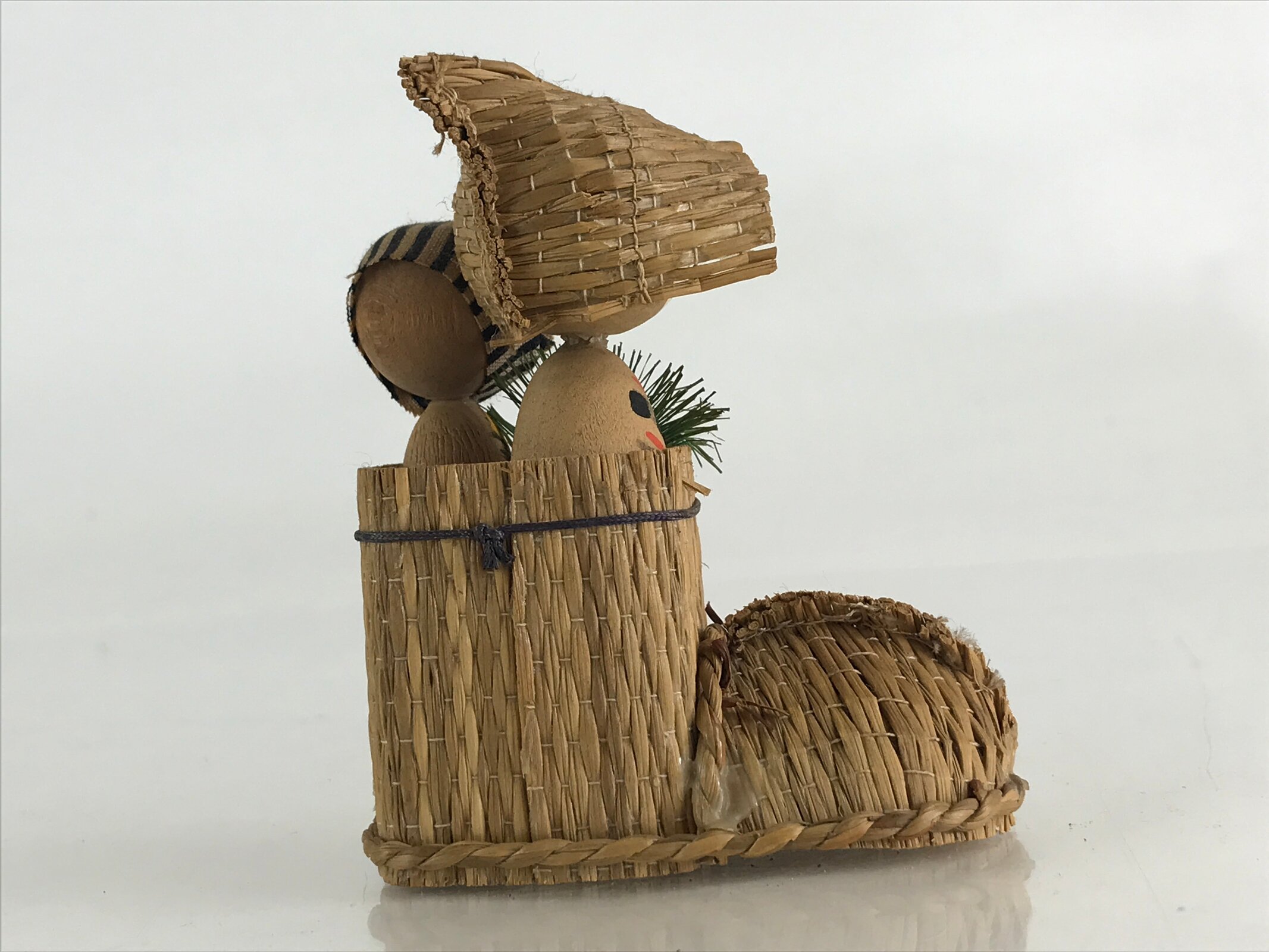 Japanese Wooden Kokeshi Doll Vtg Boot Figurine Traditional Craft Folk Art Toy KF