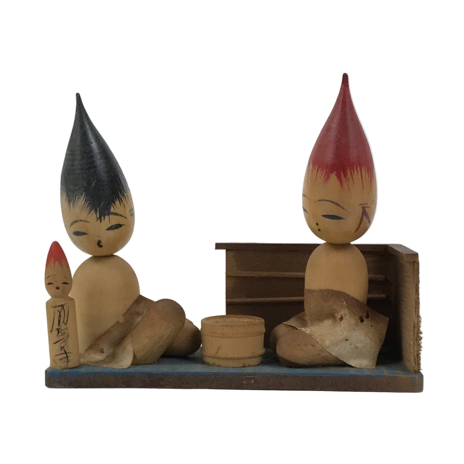 Japanese Wooden Kokeshi Doll Vtg Paint Brush Figurine Arima Fude Onsen KF758