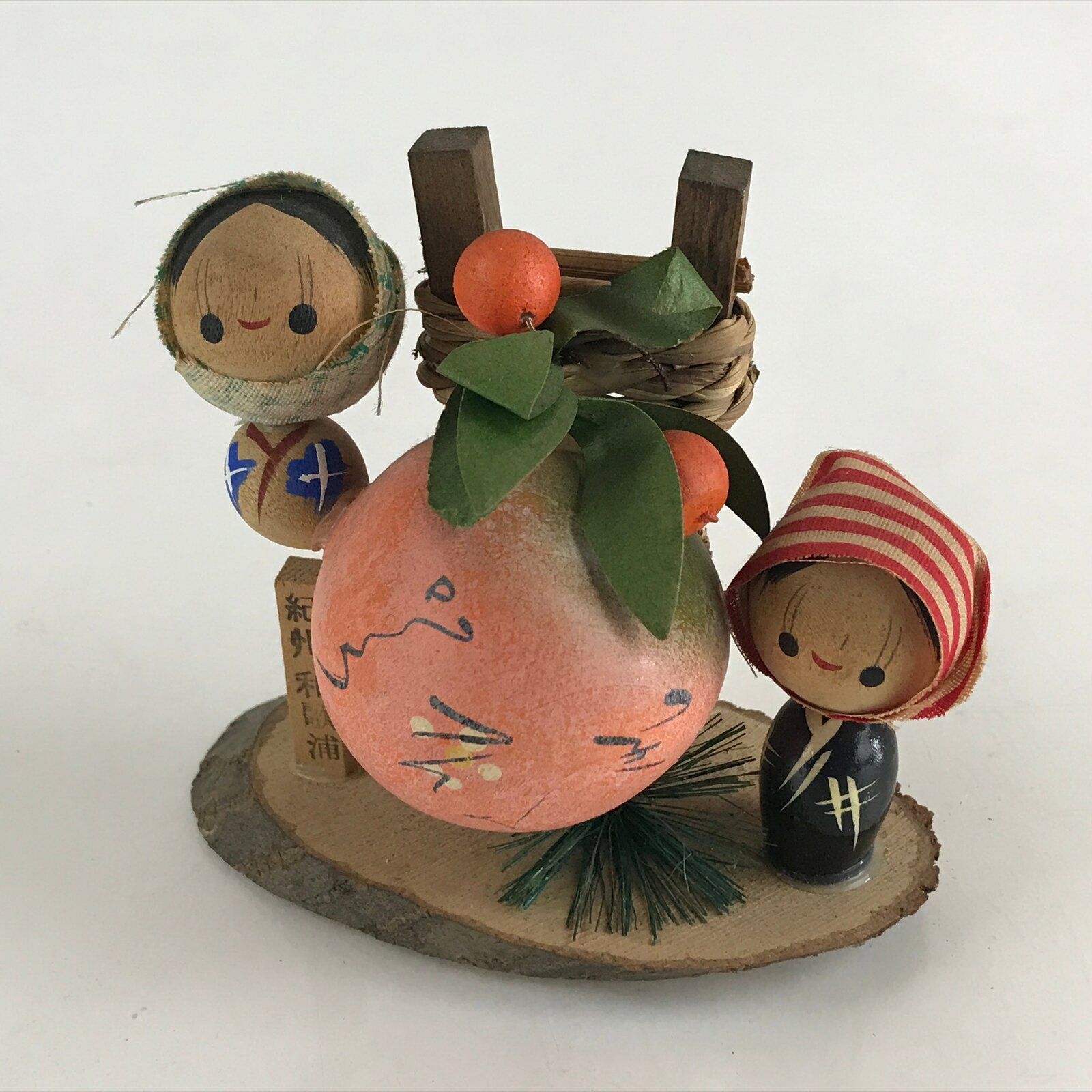 Japanese Wooden Kokeshi Doll Vtg Plum Figurine Traditional Craft Folk Art Toy KF