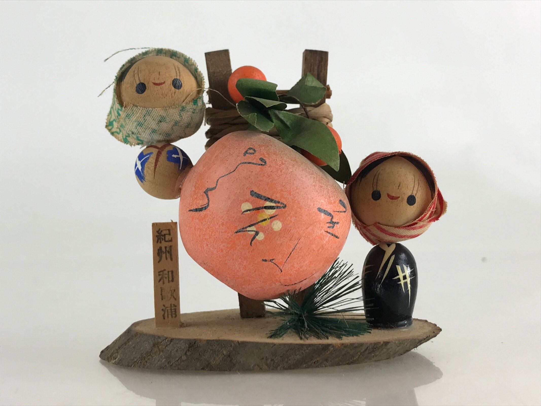 Japanese Wooden Kokeshi Doll Vtg Plum Figurine Traditional Craft Folk Art Toy KF