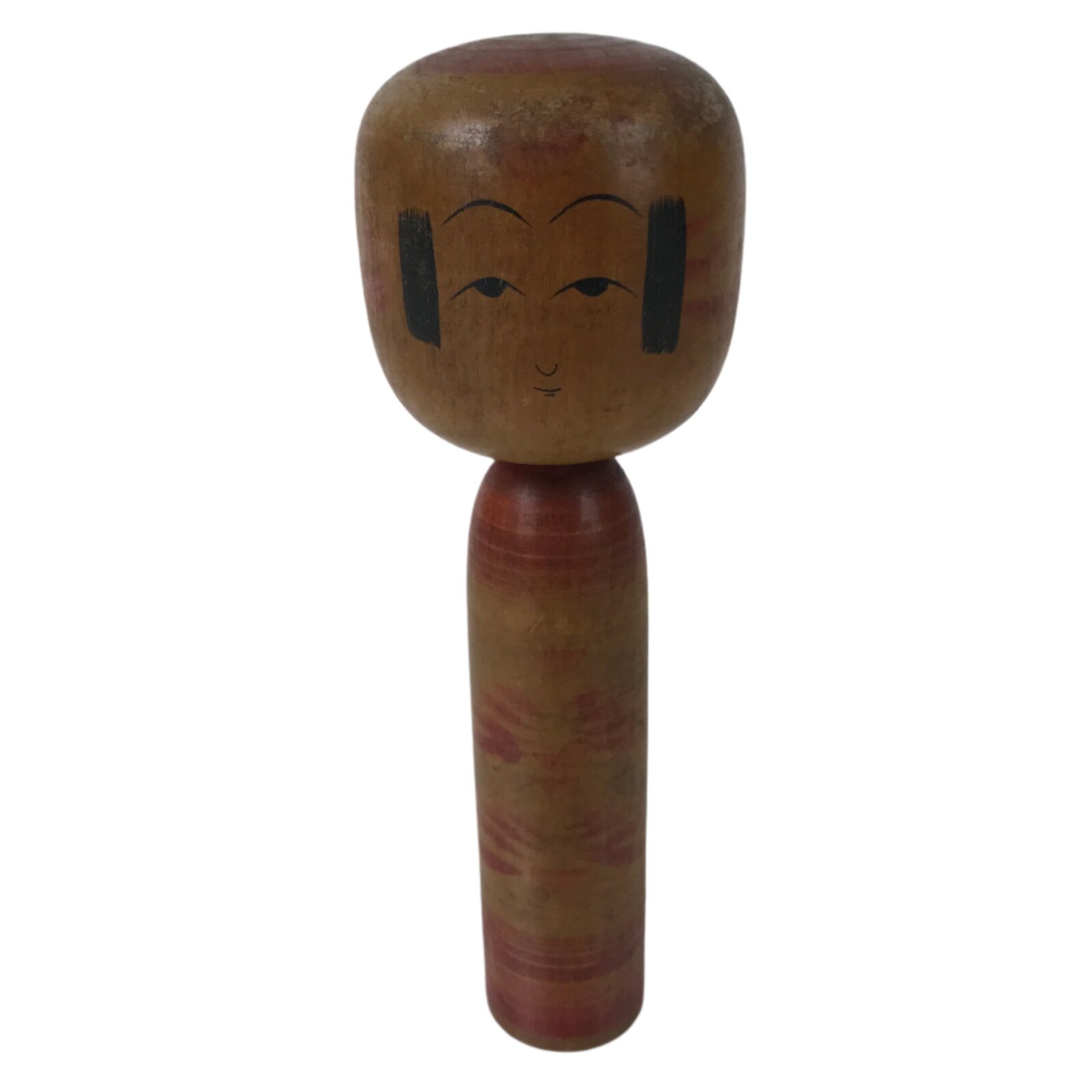 Japanese Wooden Kokeshi Doll Vtg Simple Classic Style Brown Red Black KF731