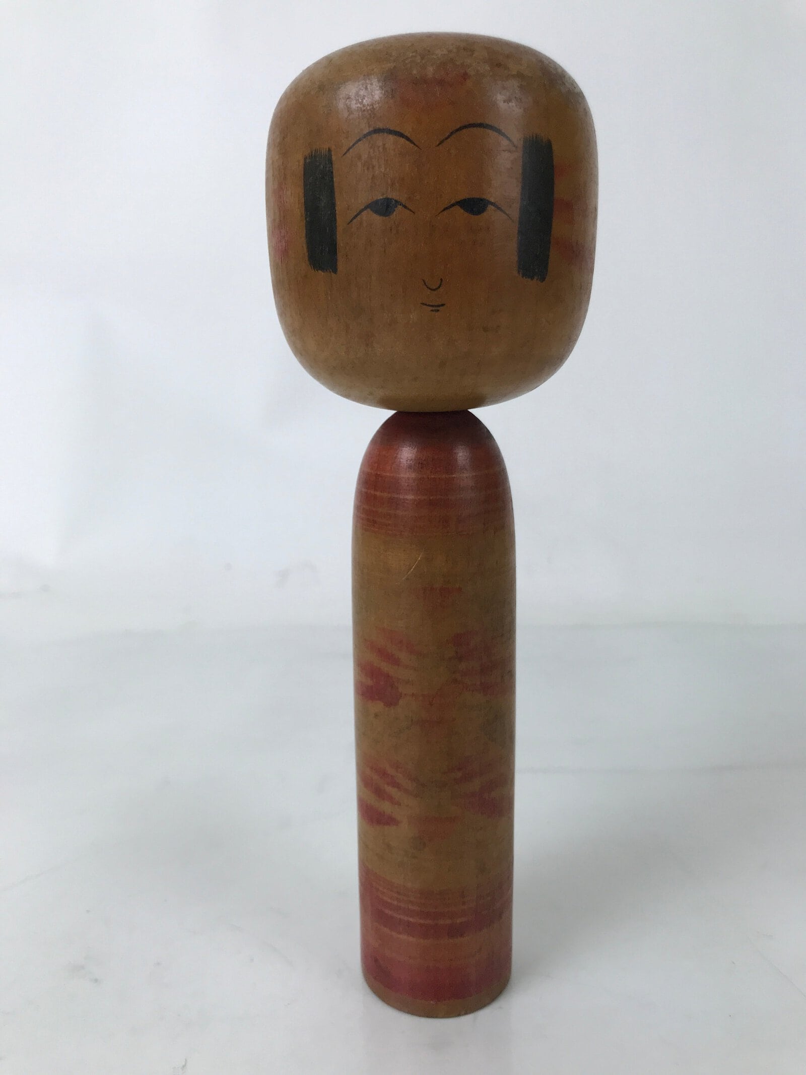 Japanese Wooden Kokeshi Doll Vtg Simple Classic Style Brown Red Black KF731