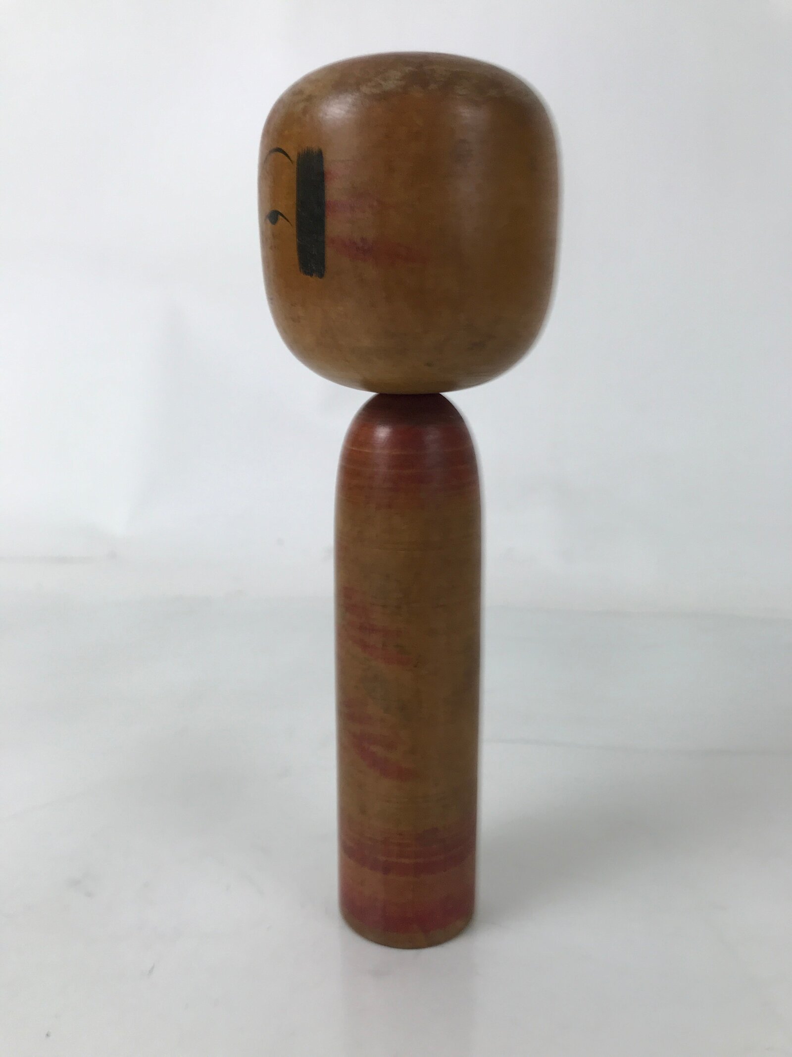 Japanese Wooden Kokeshi Doll Vtg Simple Classic Style Brown Red Black KF731
