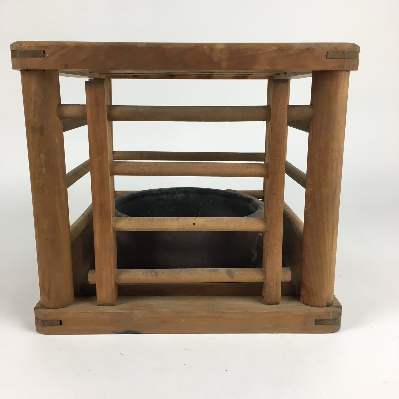 Japanese Wooden Kotatsu Heater Vtg Ceramic Charcoal Yagura-Kotatsu JK264