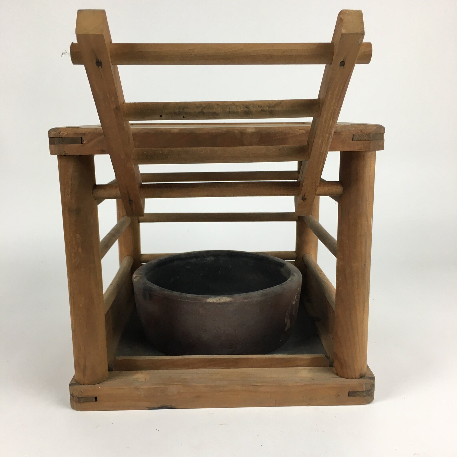 Japanese Wooden Kotatsu Heater Vtg Ceramic Charcoal Yagura-Kotatsu JK264