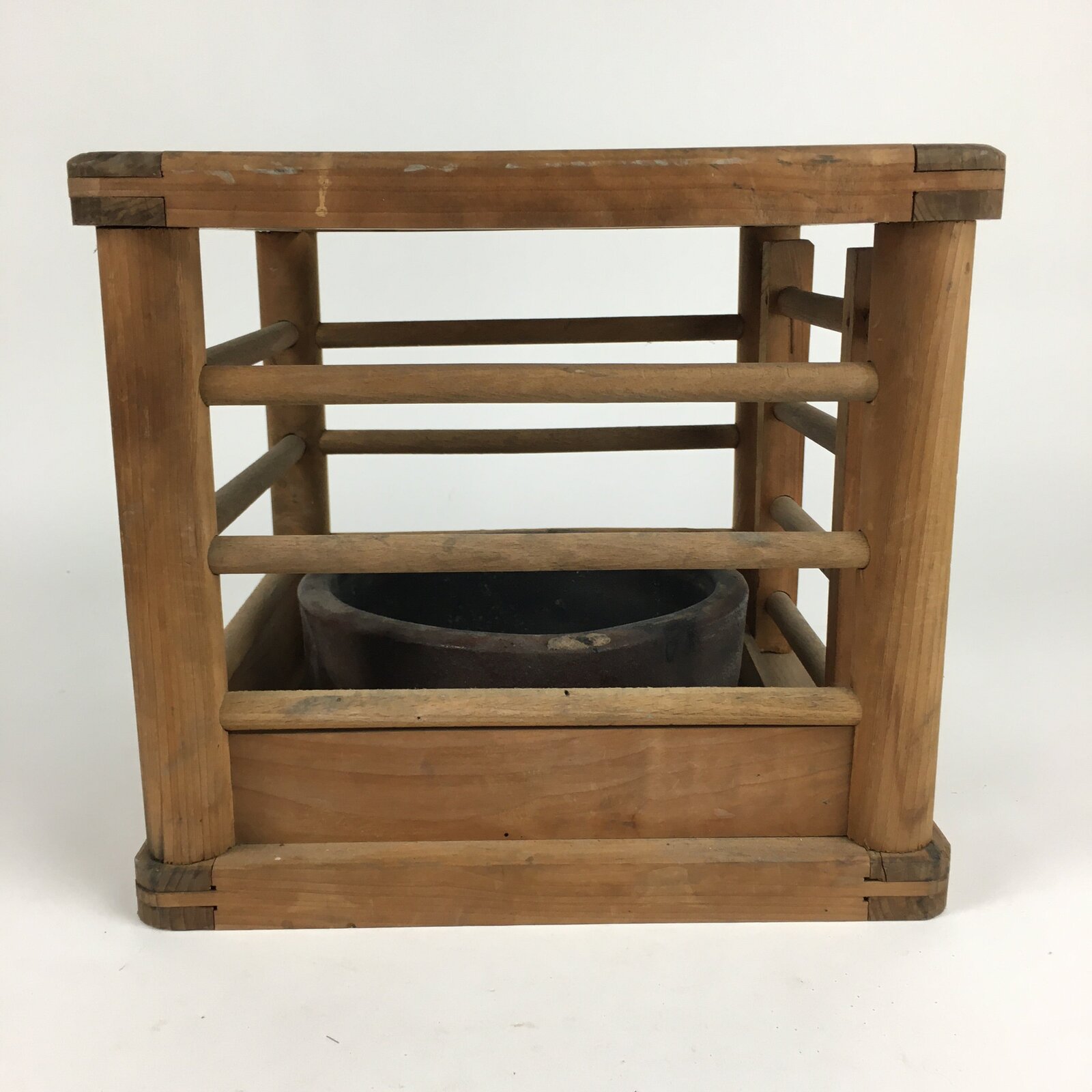 Japanese Wooden Kotatsu Heater Vtg Ceramic Charcoal Yagura-Kotatsu JK264