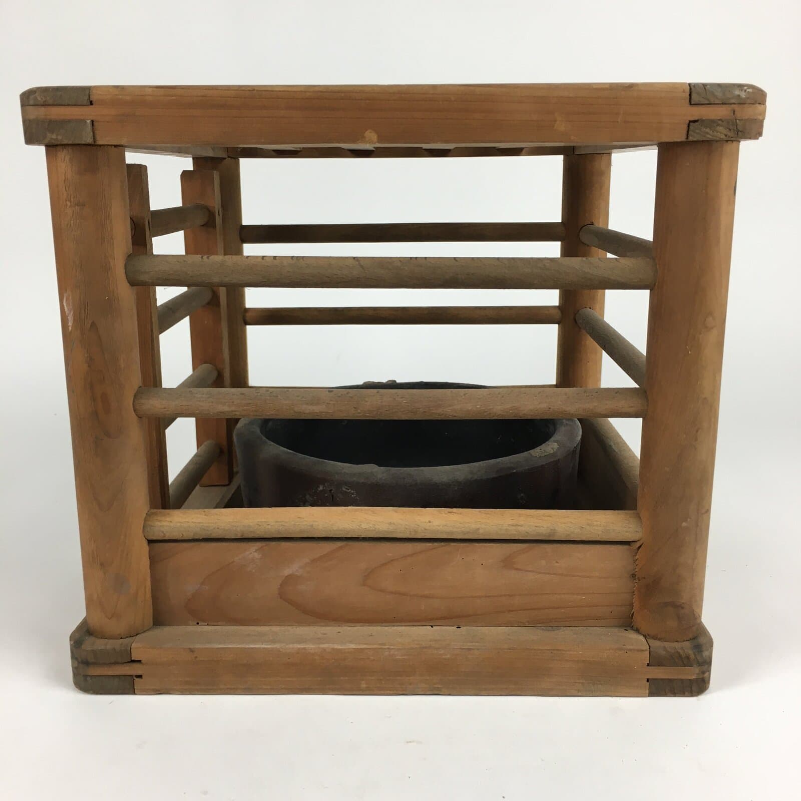Japanese Wooden Kotatsu Heater Vtg Ceramic Charcoal Yagura-Kotatsu JK264