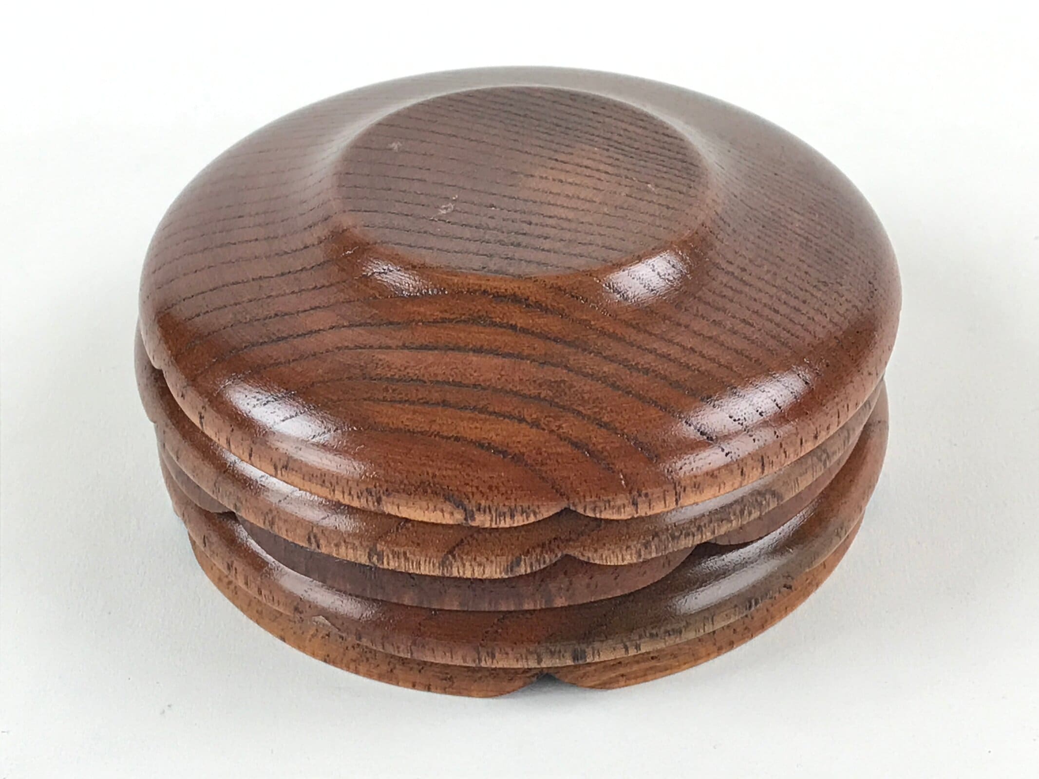 Japanese Wooden Lacquer Drink Saucer 5pc Set Vtg Chataku Coaster Flower UR942