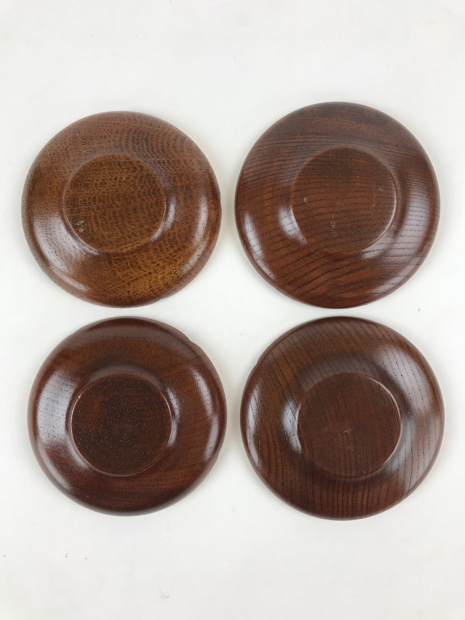 Japanese Wooden Lacquer Drink Saucer 5pc Set Vtg Chataku Coaster Flower UR942