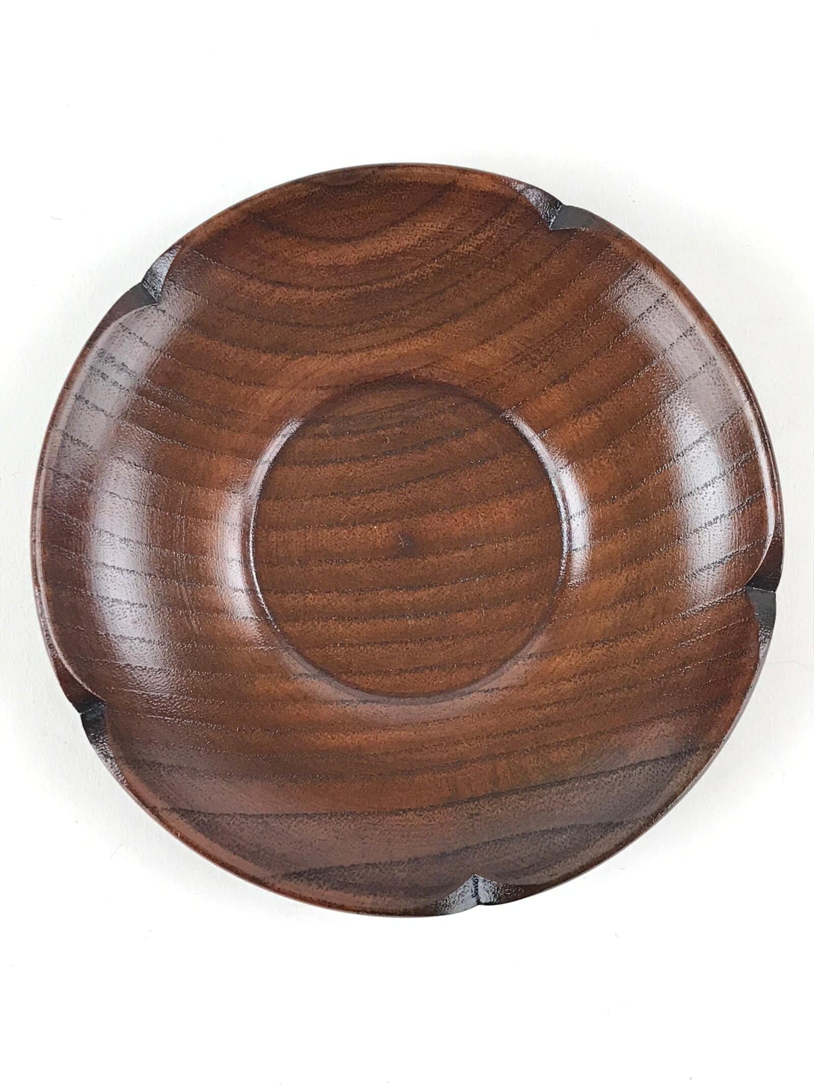 Japanese Wooden Lacquer Drink Saucer 5pc Set Vtg Chataku Coaster Flower UR942
