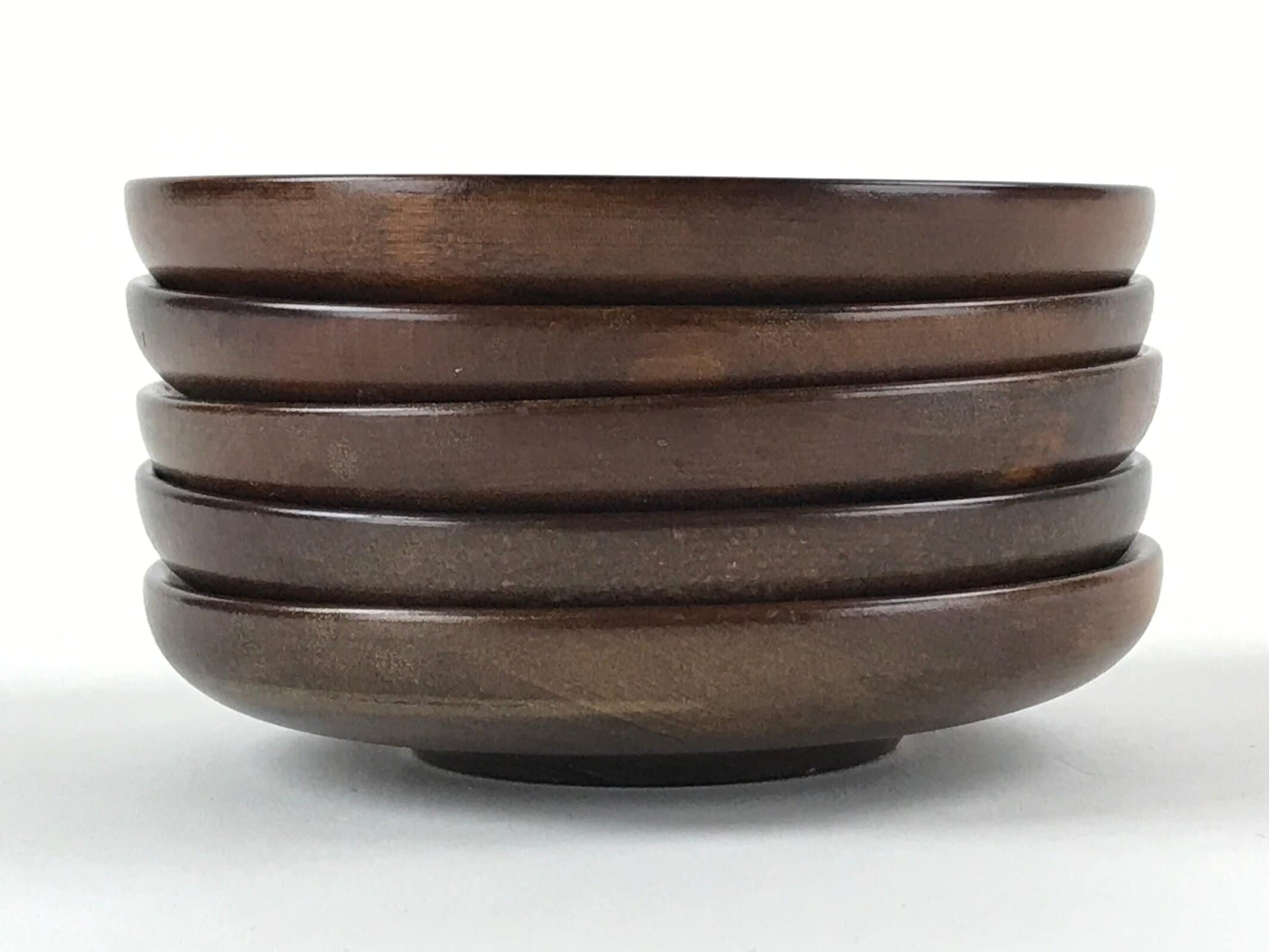 Japanese Wooden Lacquer Drink Saucer 5pc Set Vtg Chataku Coaster Round UR938