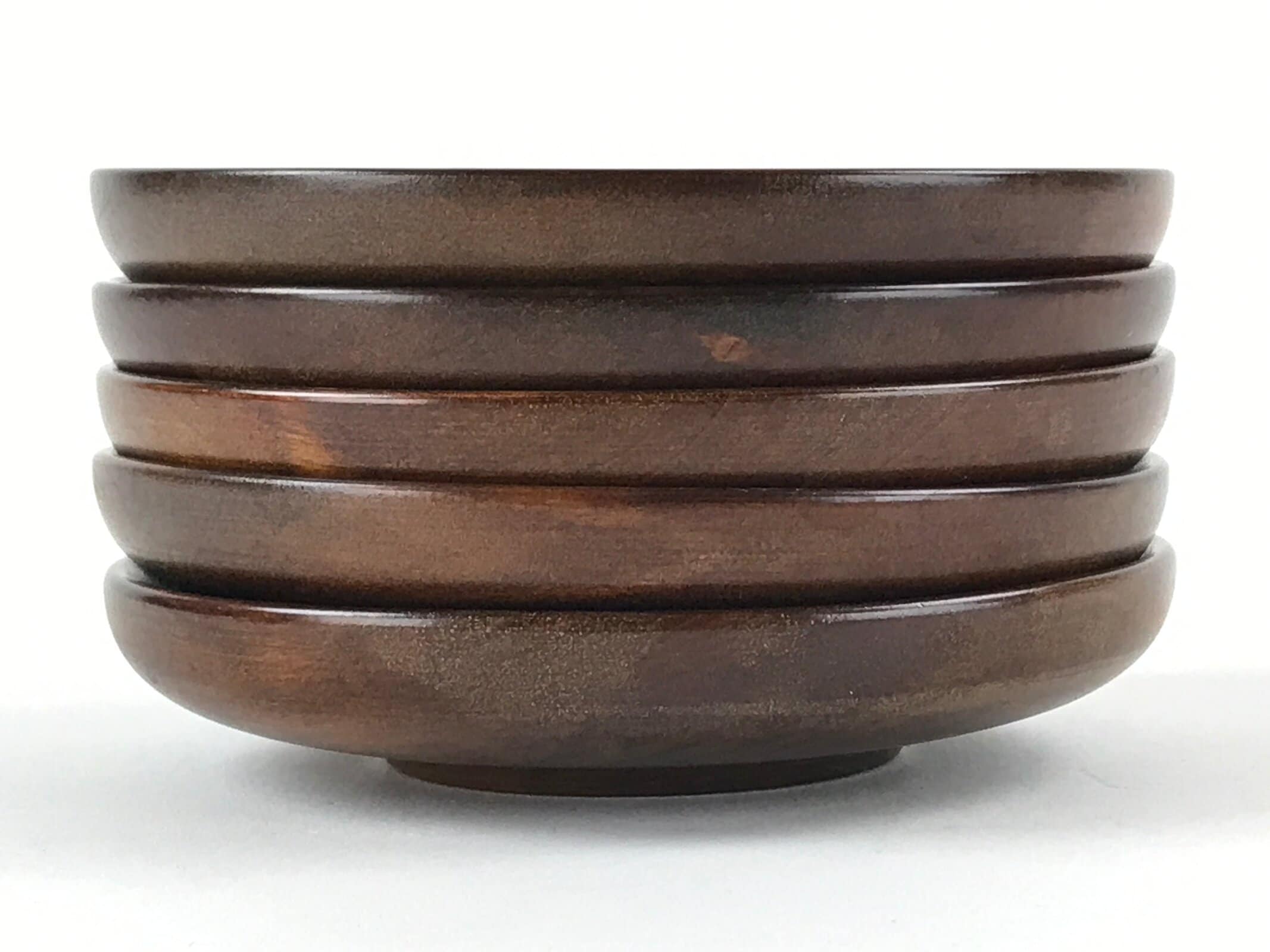 Japanese Wooden Lacquer Drink Saucer 5pc Set Vtg Chataku Coaster Round UR938