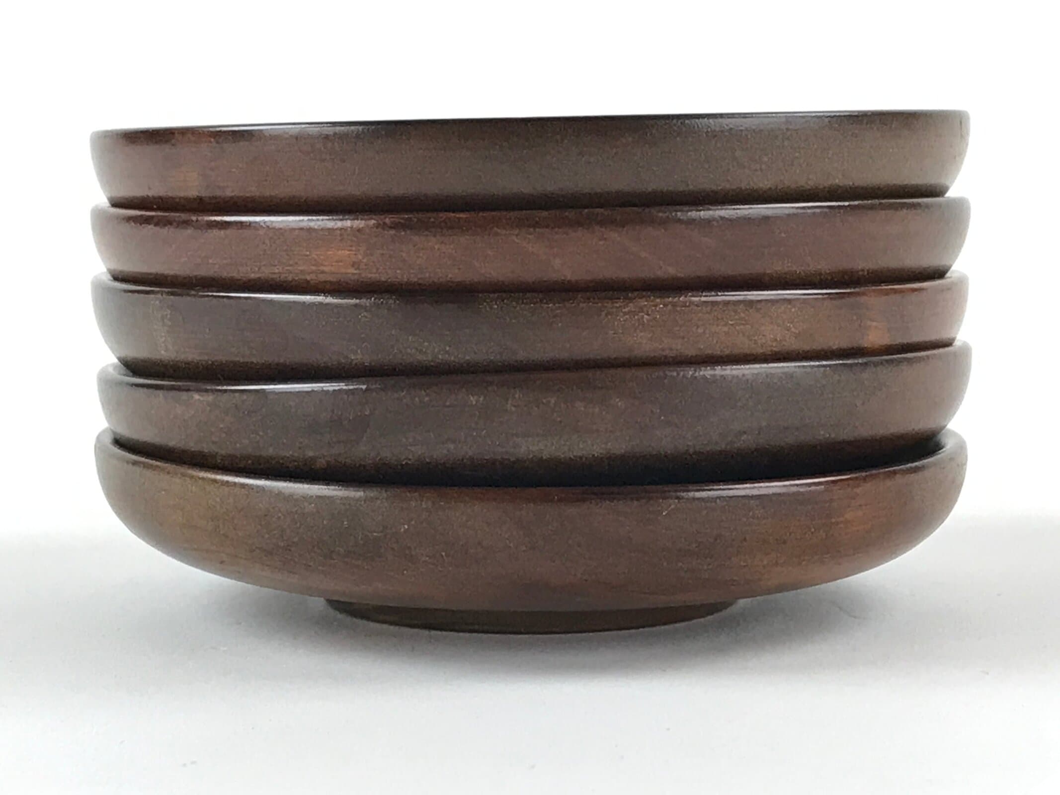 Japanese Wooden Lacquer Drink Saucer 5pc Set Vtg Chataku Coaster Round UR938