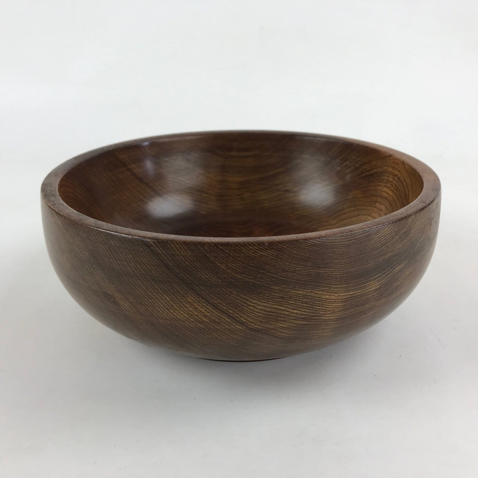 Japanese Wooden Lacquer Multipurpose Snack Bowl Large Round Kashiki Brown L20