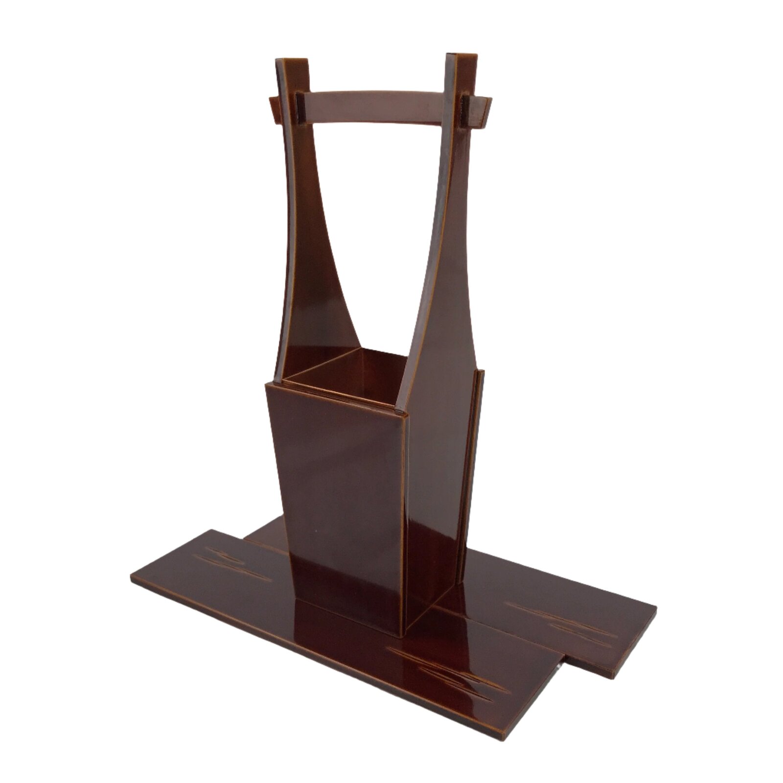 Japanese Wooden Lacquered Flower Vase Kabin Vtg Shunkei-Nuri Hida Takayama LWB96