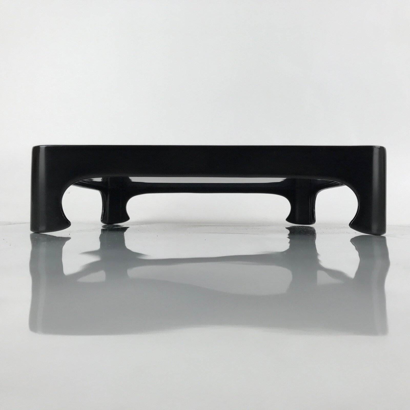 Japanese Wooden Lacquered Legged Table Vtg Ozen Tray Black Nurimono L178