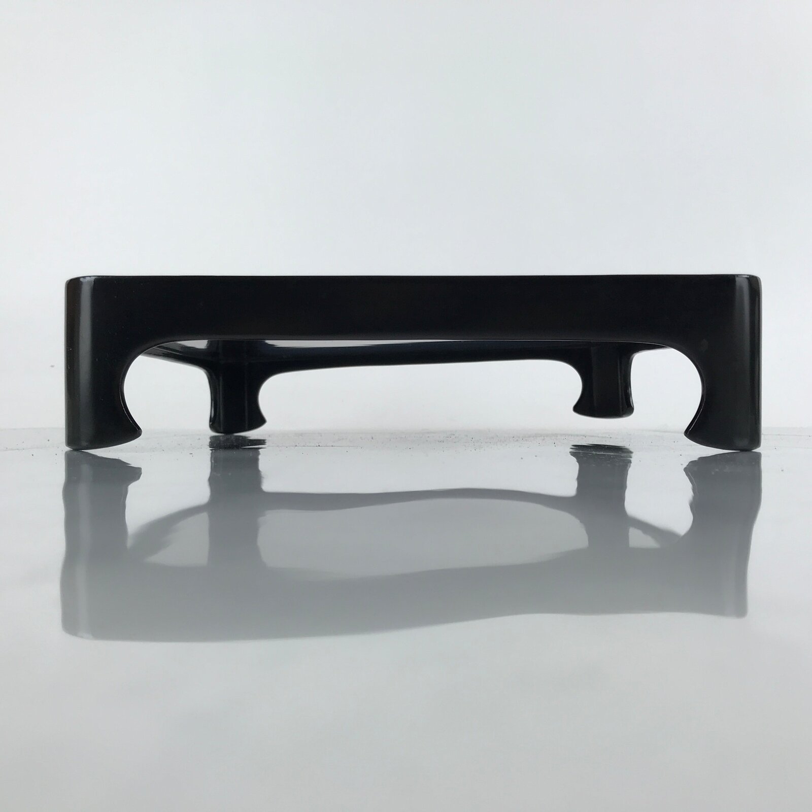 Japanese Wooden Lacquered Legged Table Vtg Ozen Tray Black Nurimono L181