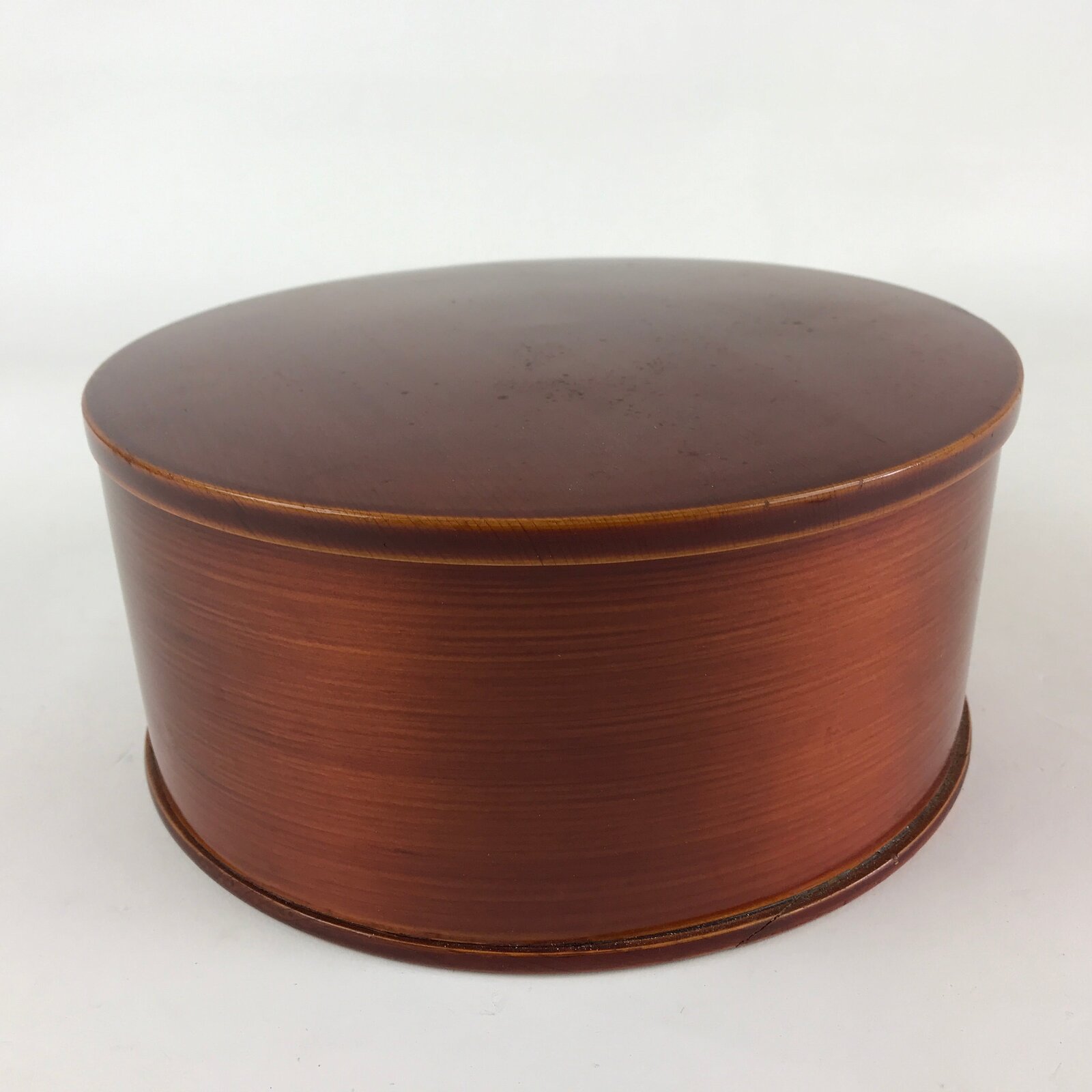 Japanese Wooden Lacquered Lidded Rice Container Vtg Ohitsu Brown JK467