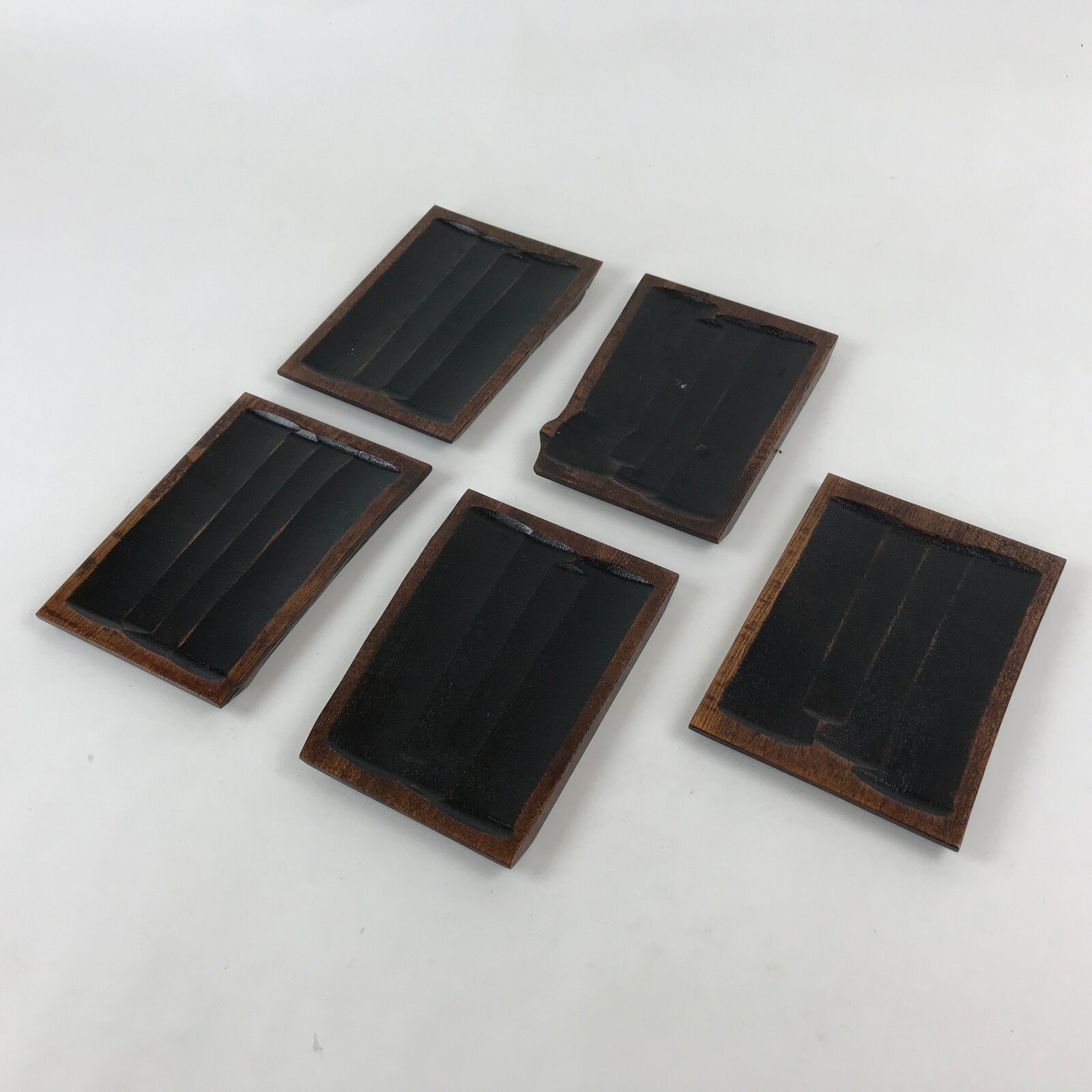 Japanese Wooden Lacquered Plate 5pc Set Vtg Meimeizara Sara Brown Urushi LWB54