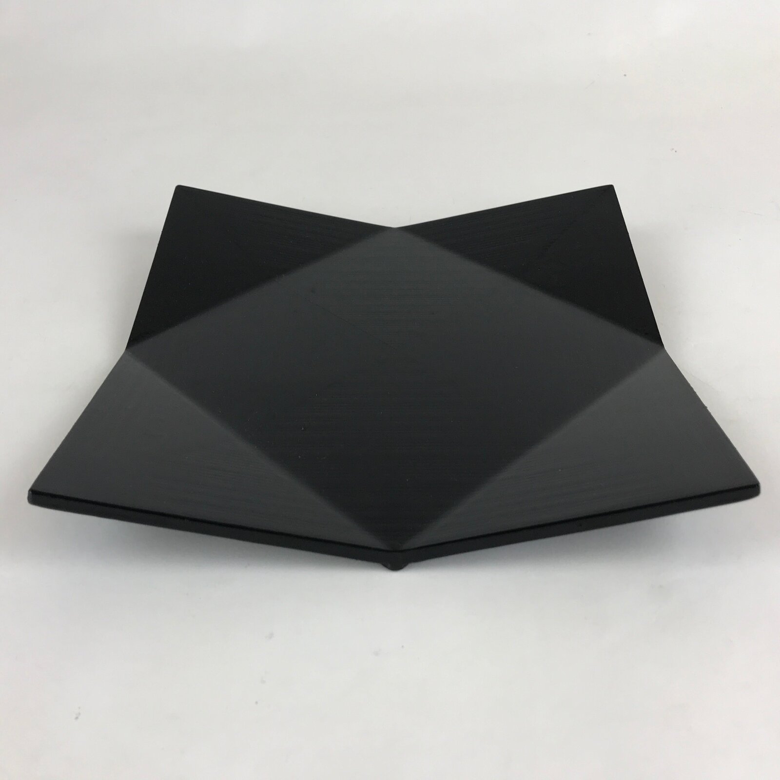 Japanese Wooden Lacquered Serving Tray Vtg Obon Fukiage Black Square UR866