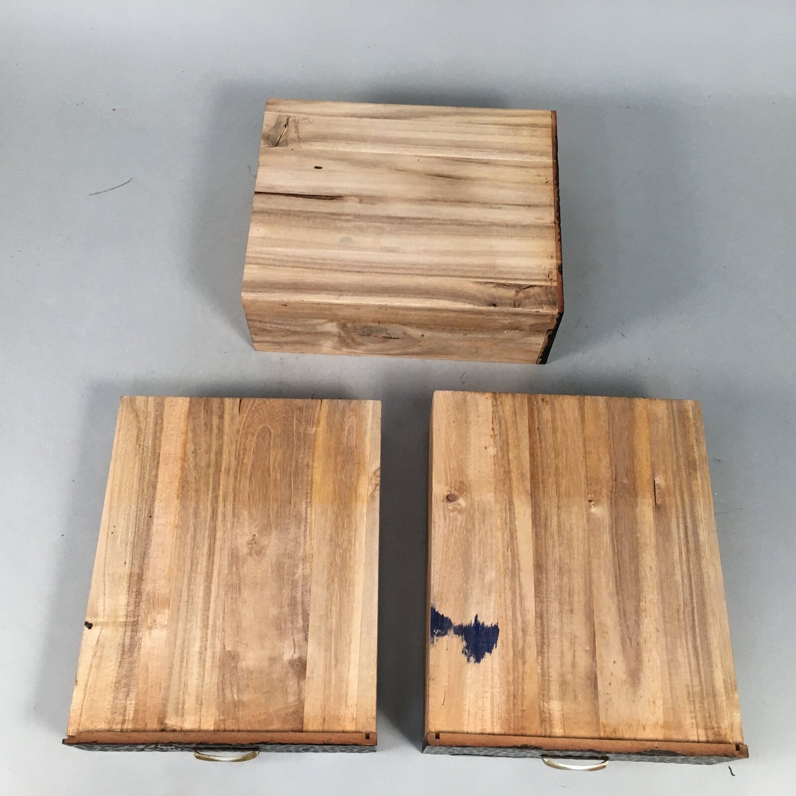 Japanese Wooden Lacquered Sewing Box Vtg Haribako Chest Tansu 3 Drawers T227